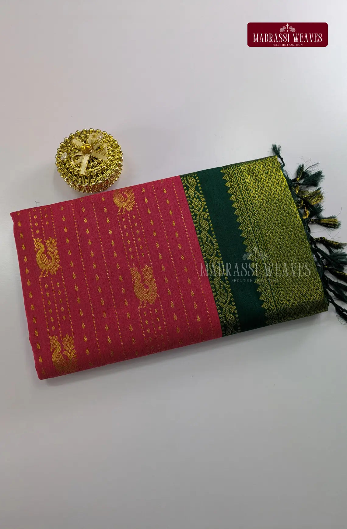 Premium Kalyani Gadwal Saree - Hot Pink