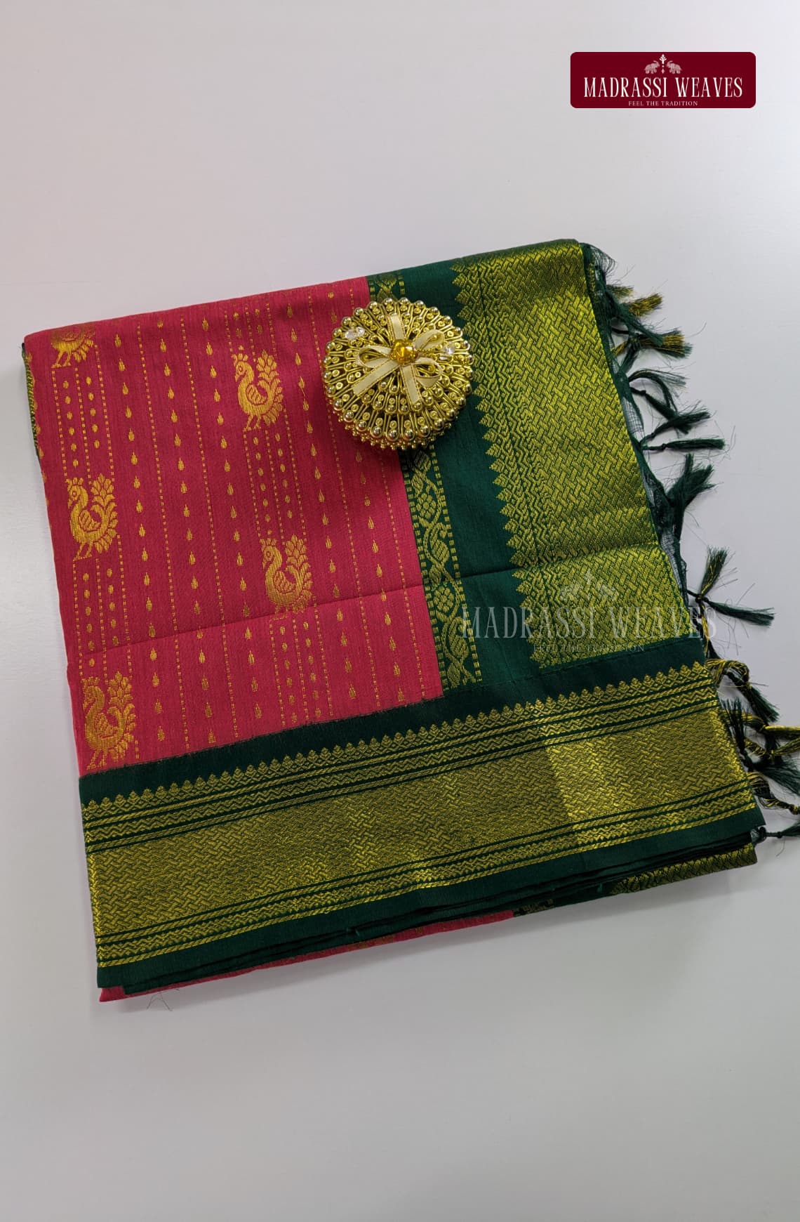 Premium Kalyani Gadwal Saree - Hot Pink