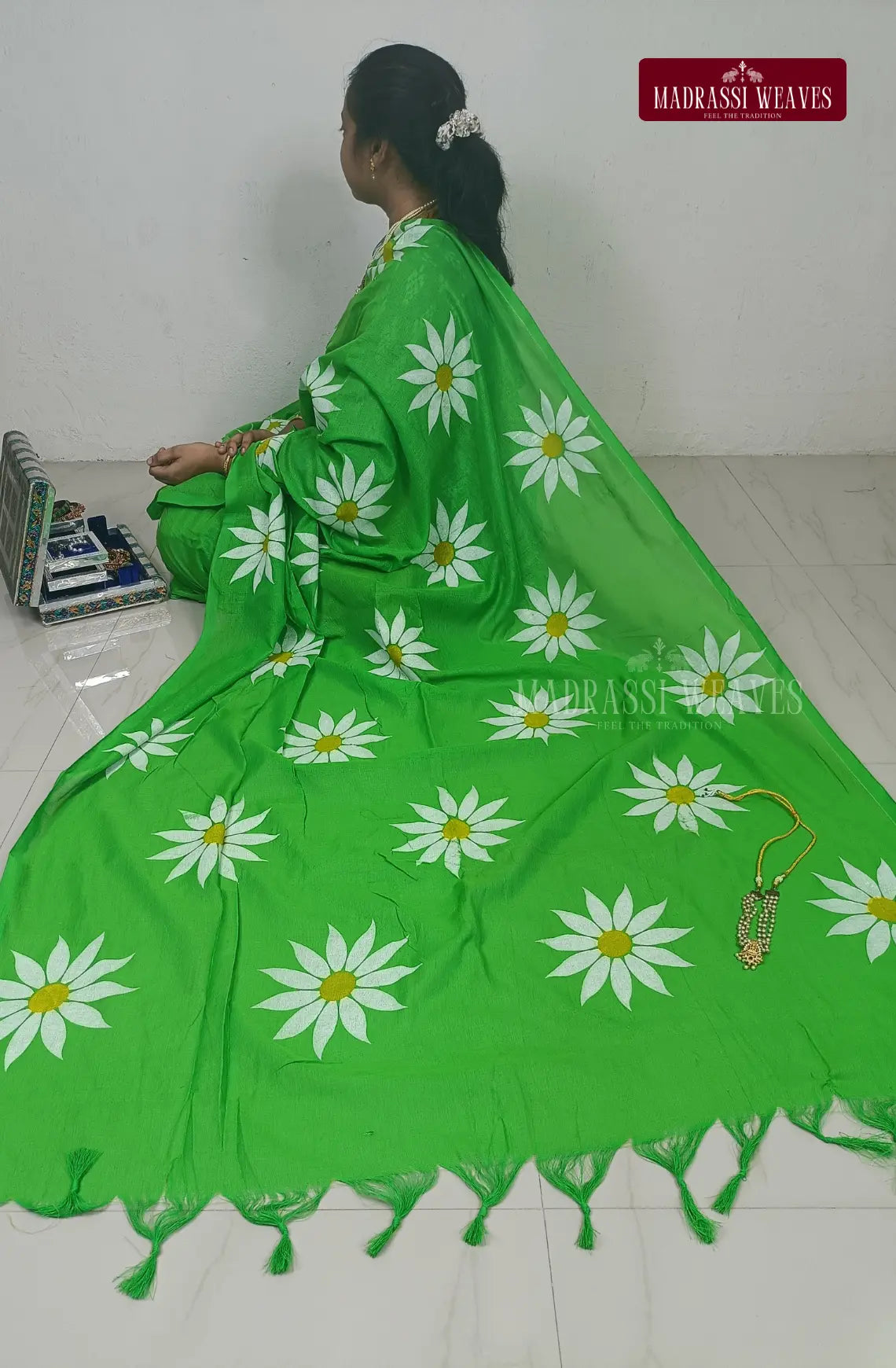All Over Floral Printed Khadi Cotton Saree