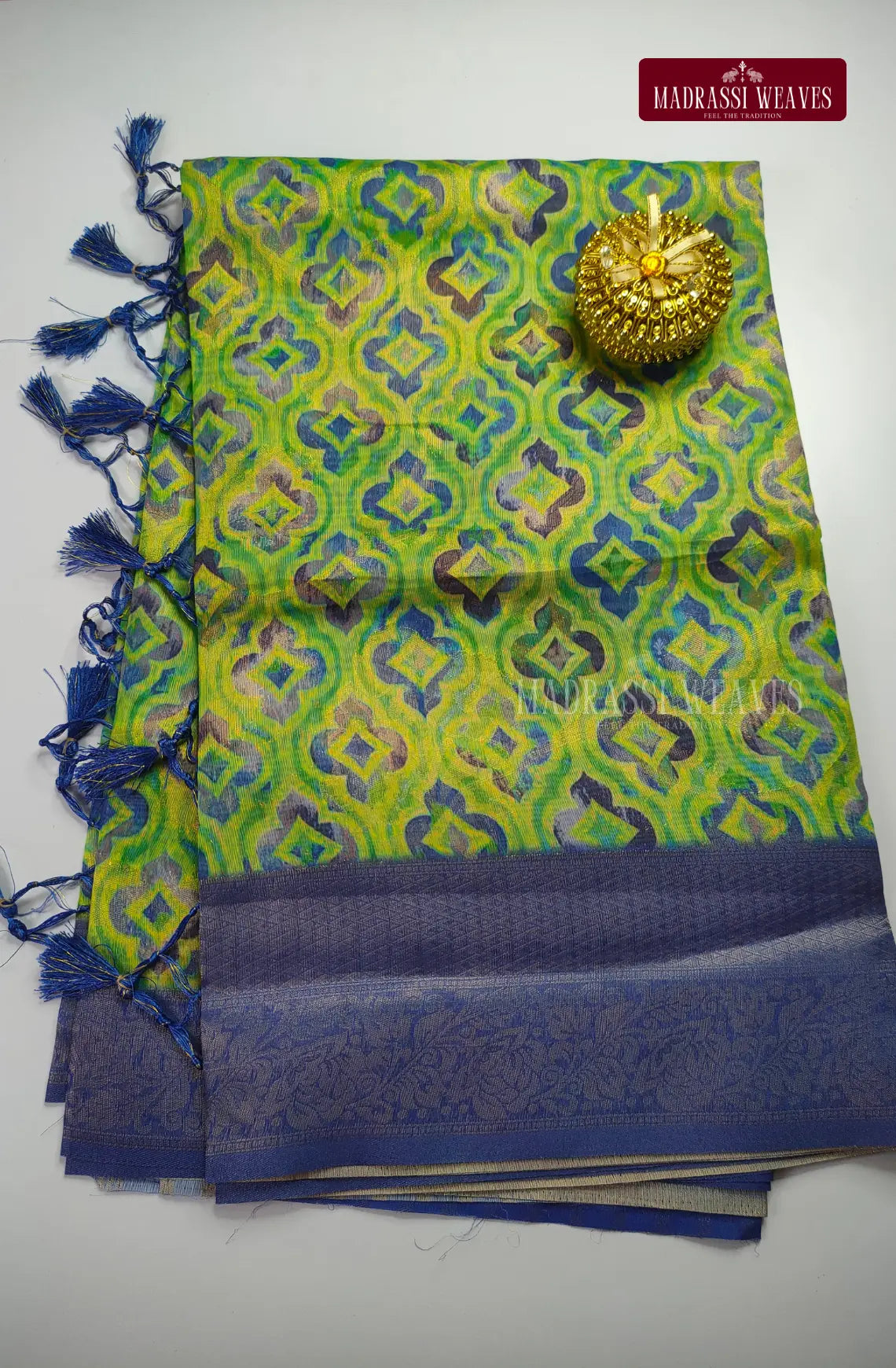 Premium Light Weight Zari Woven Cotton Silk Saree - Parrot Green