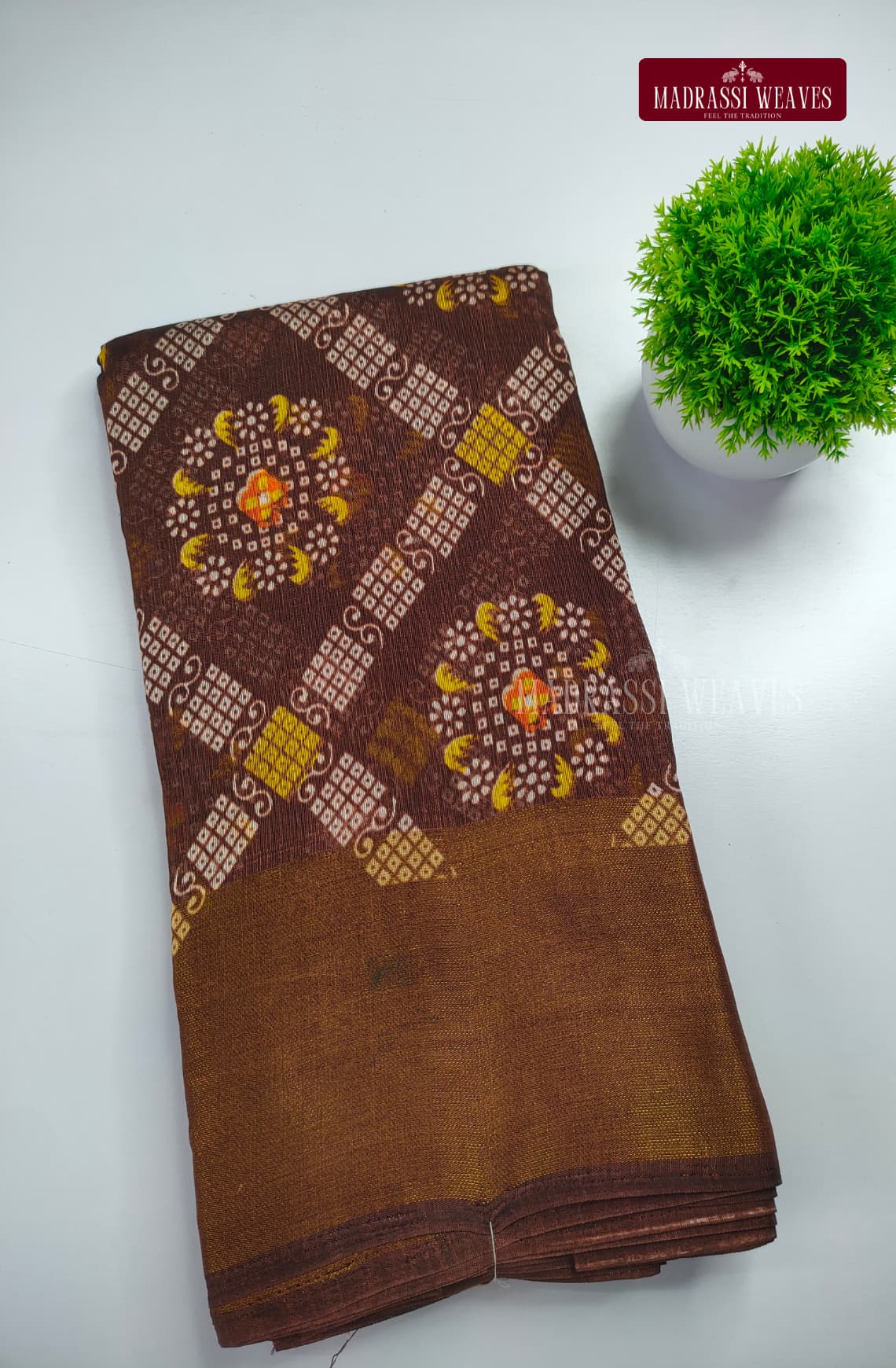 Checkered Cotton Blend Saree