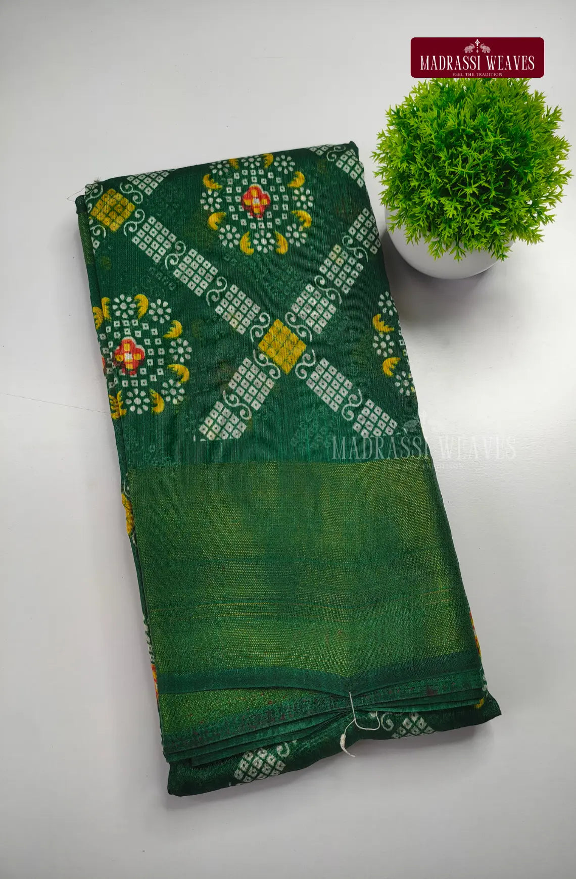 Checkered Cotton Blend Saree