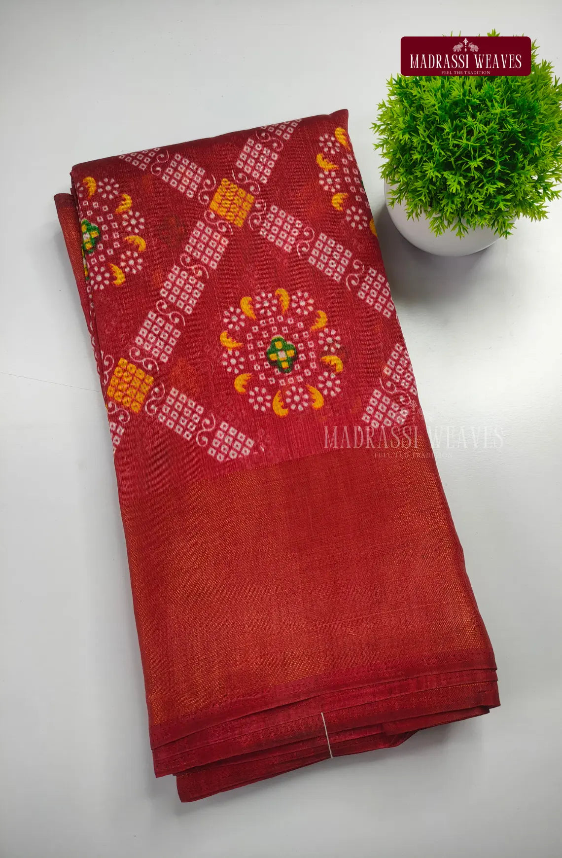 Checkered Cotton Blend Saree