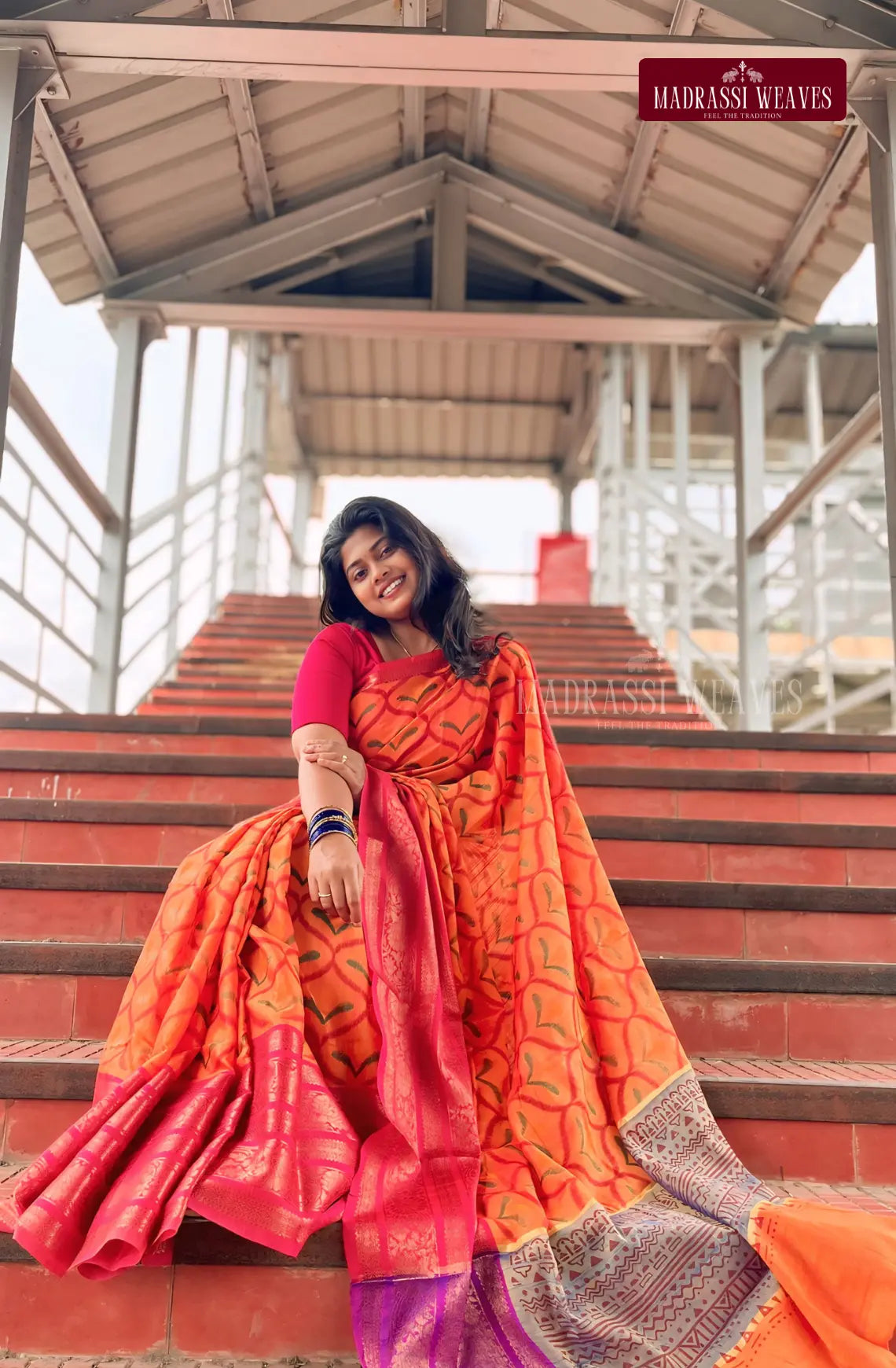 Ikkat Style Cotton Saree