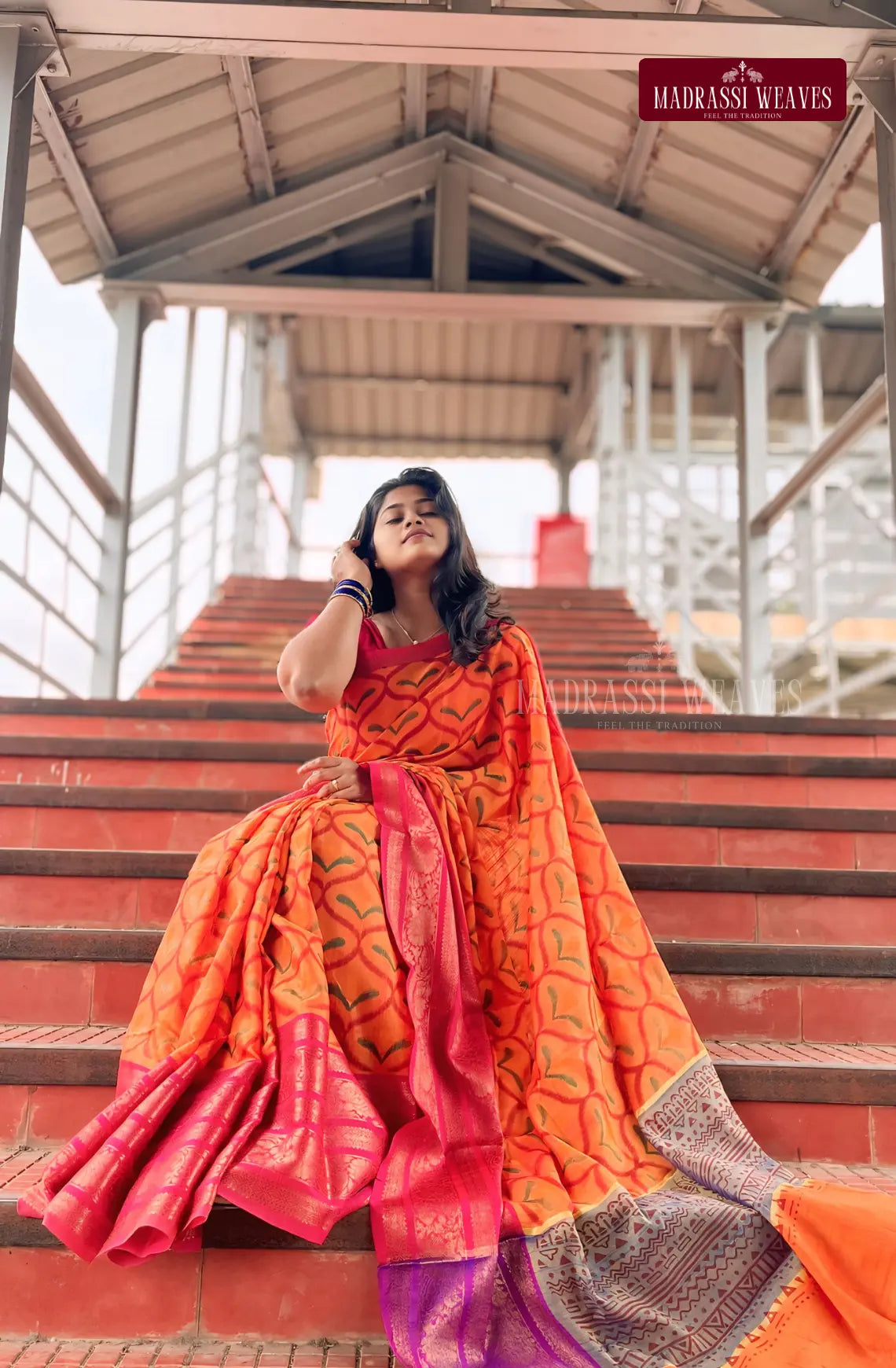 Ikkat Style Cotton Saree
