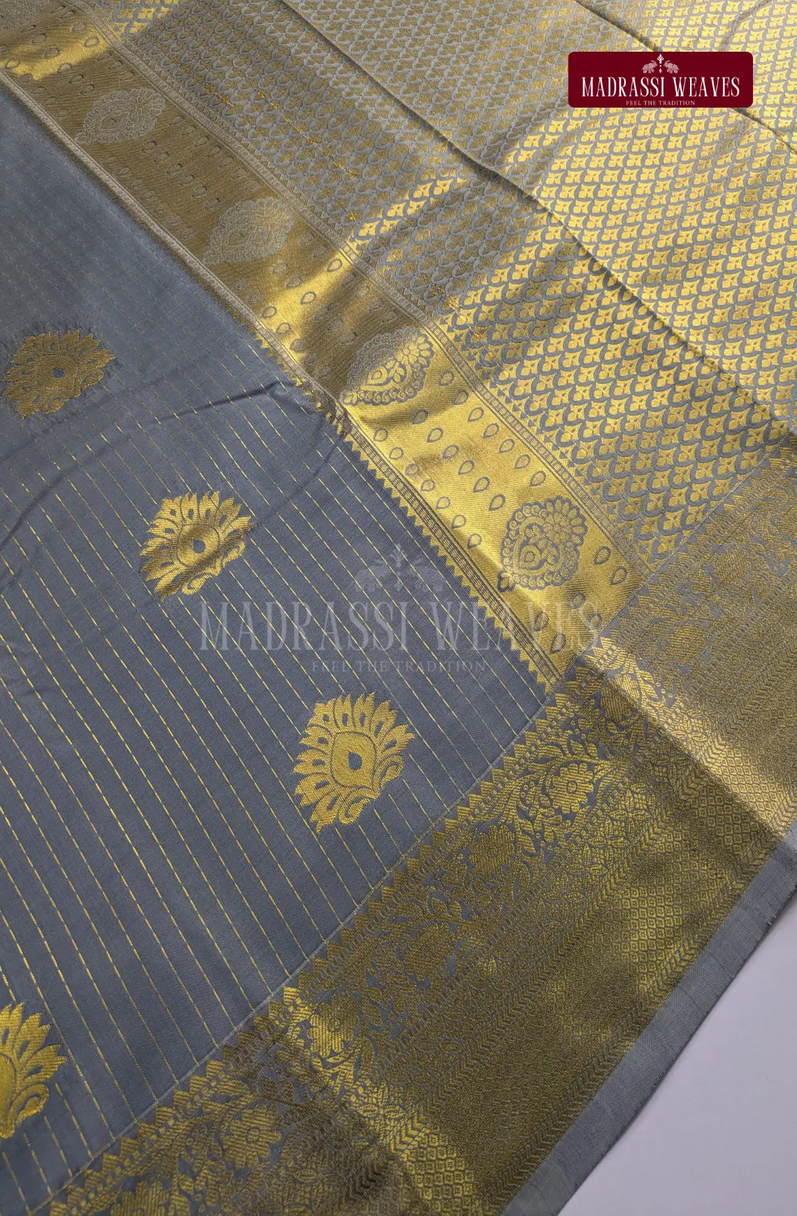 Premium Couple Combo Set with Gold Zari - Steel Grey