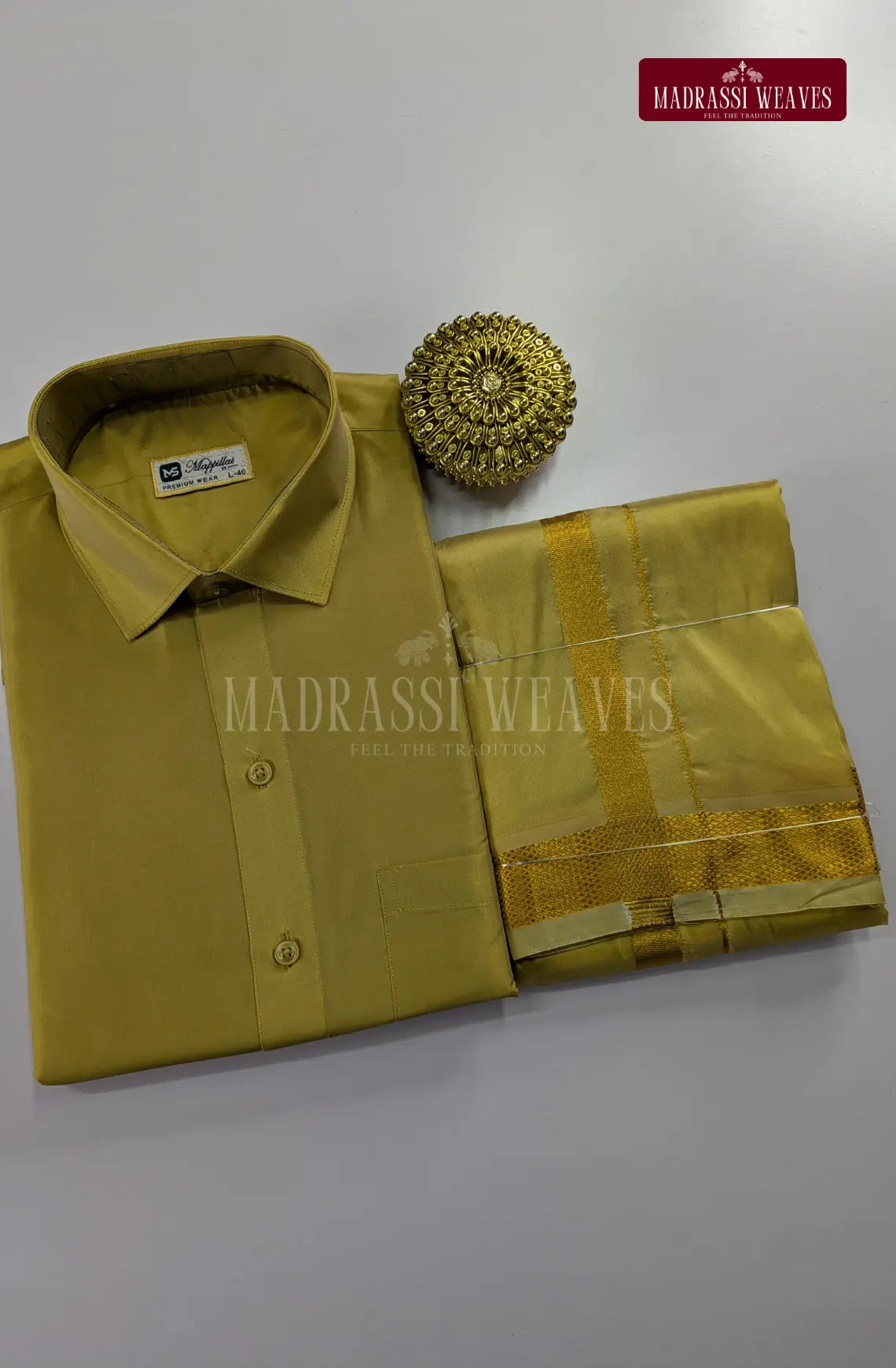 Premium Couple Combo Set with Gold Zari - Jari Gold
