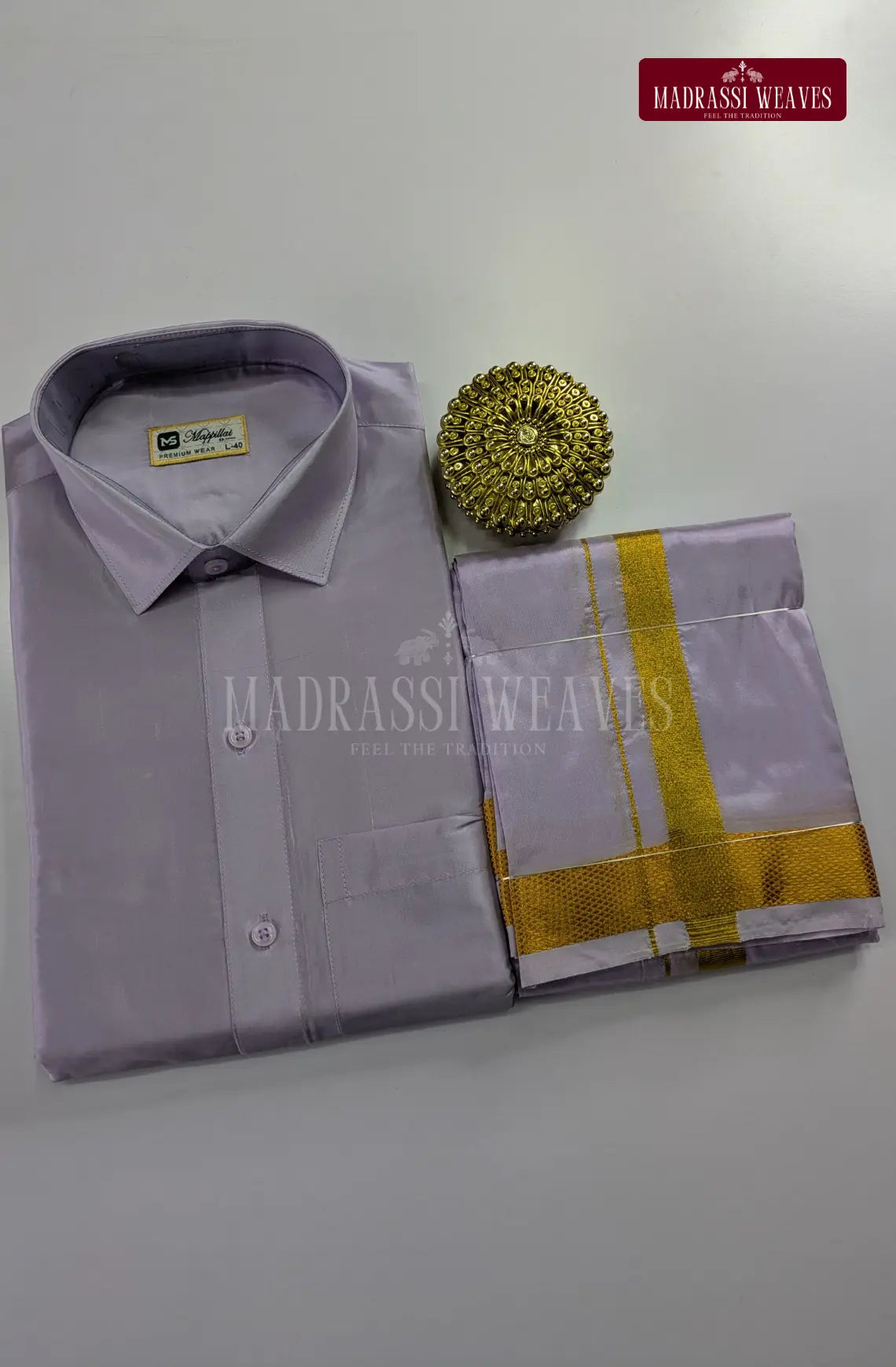 Premium Couple Combo Set with Gold Zari - Lavender