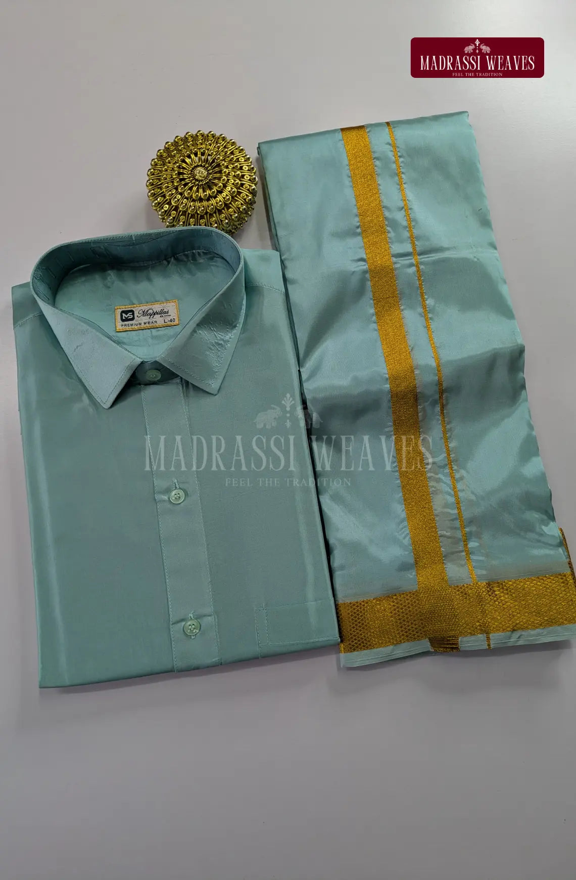 Premium Couple Combo Set with Gold Zari - Rama