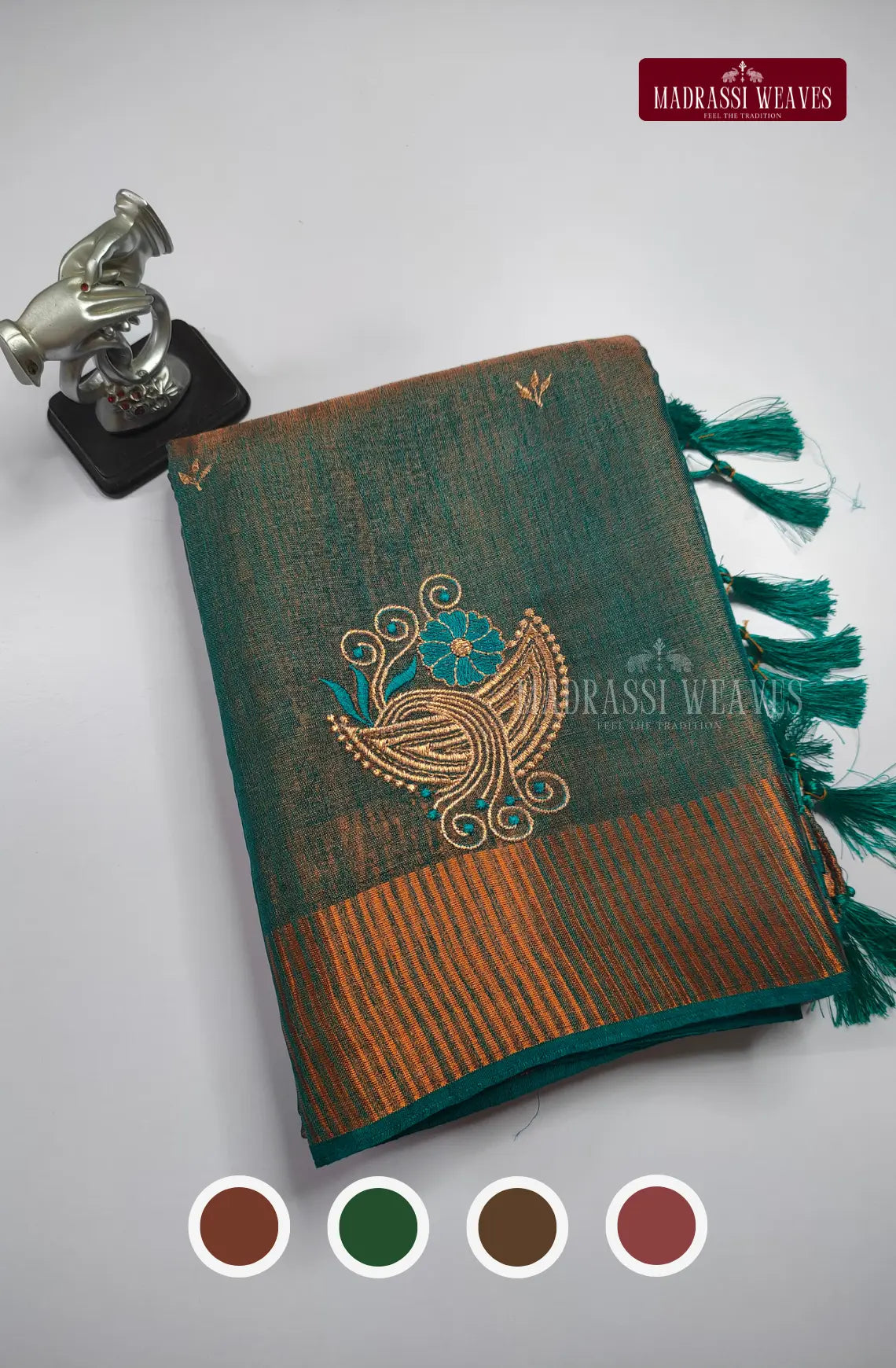 Dual Tone Khadhi Tissue Embroidery Saree