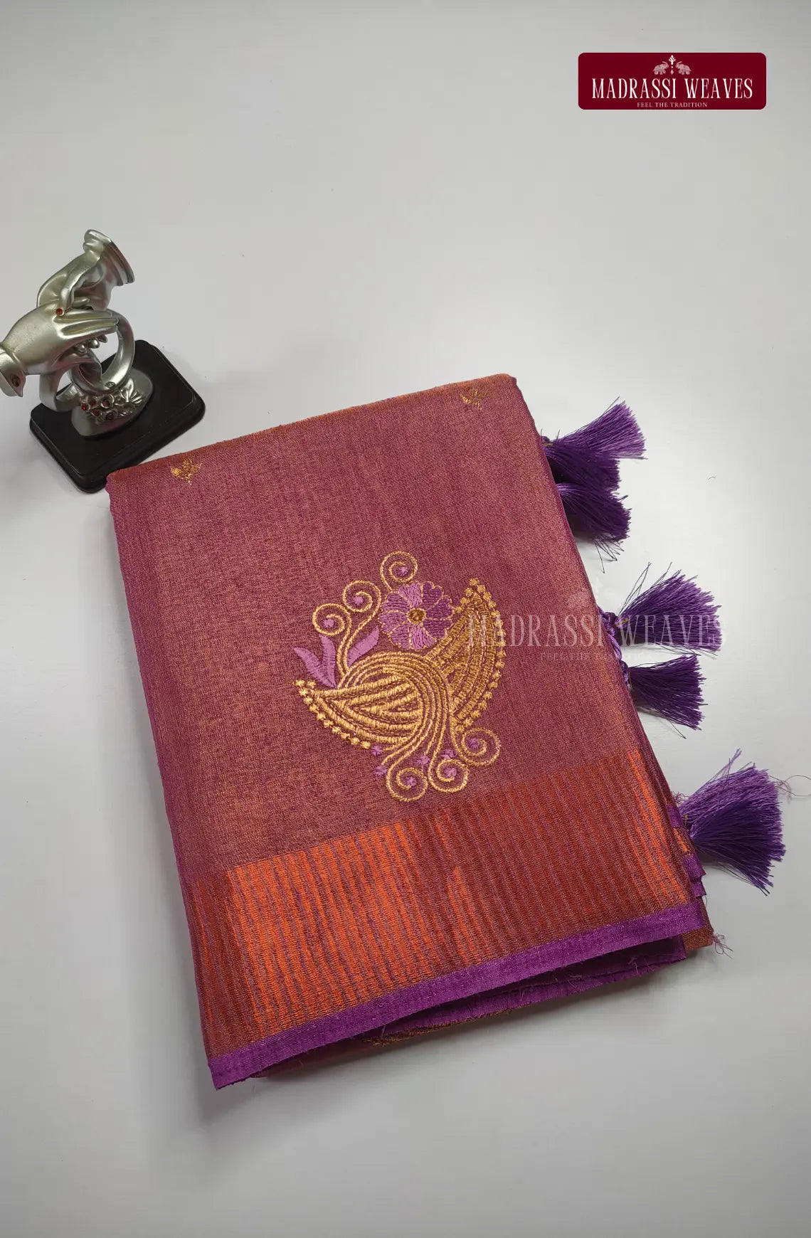 Dual Tone Khadhi Tissue Embroidery Saree