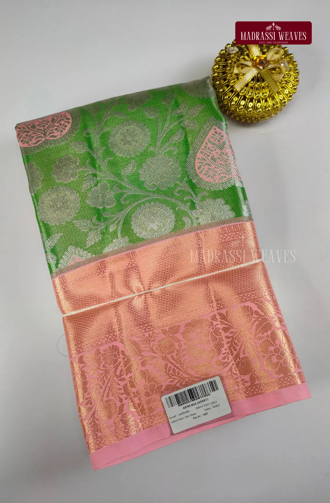 Elite Kanchivaram Bridal Silk Saree - Parrot Green