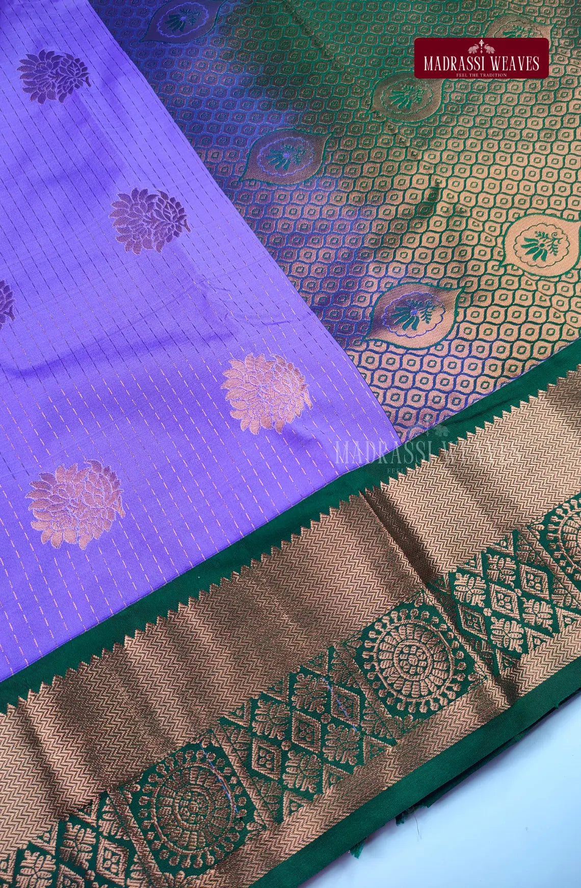 Ethnic Kanchi Semi Silk Butta Saree - Lavender