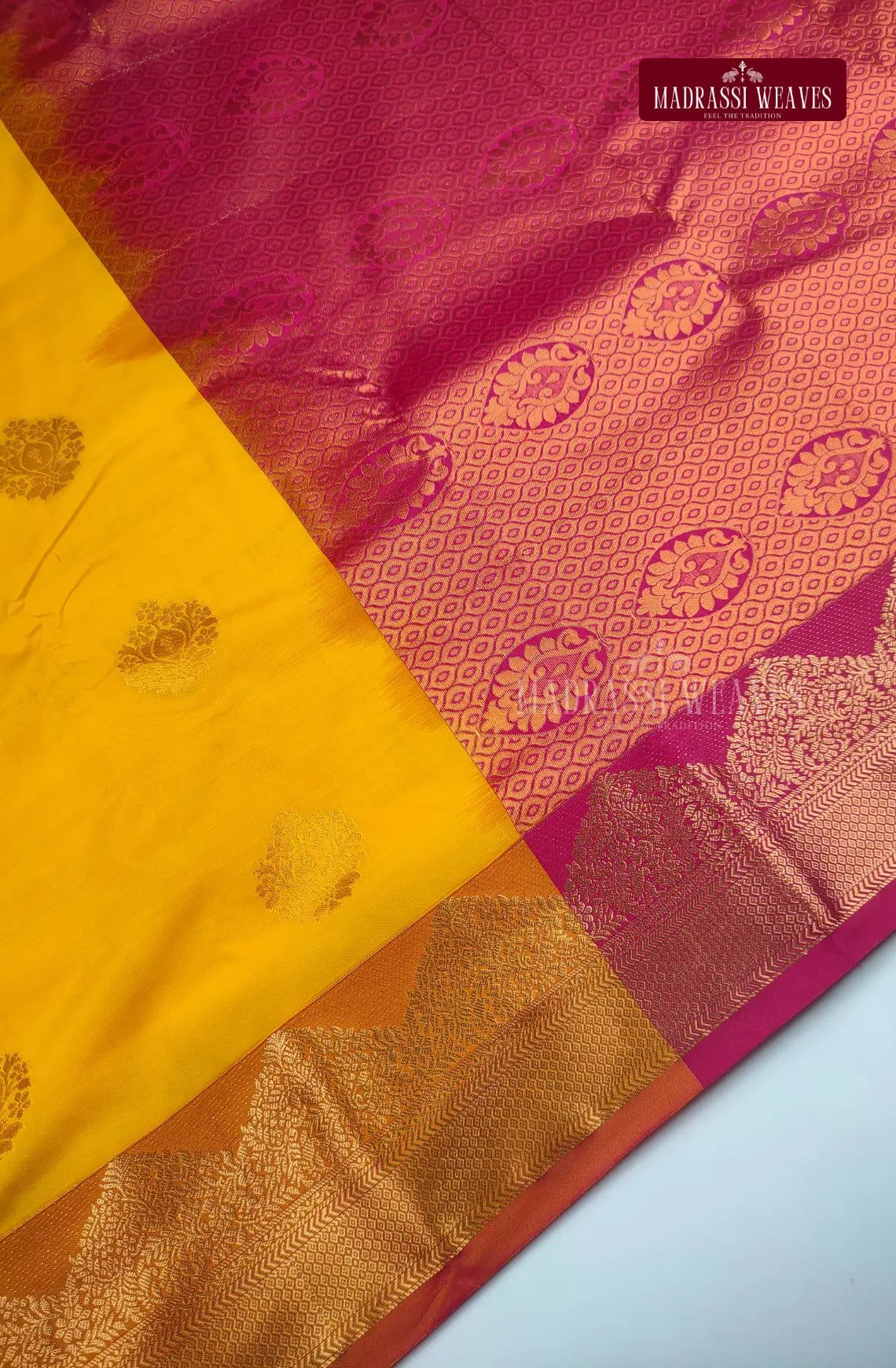 Ethnic Kanchi Semi Silk Butta Saree - Mango