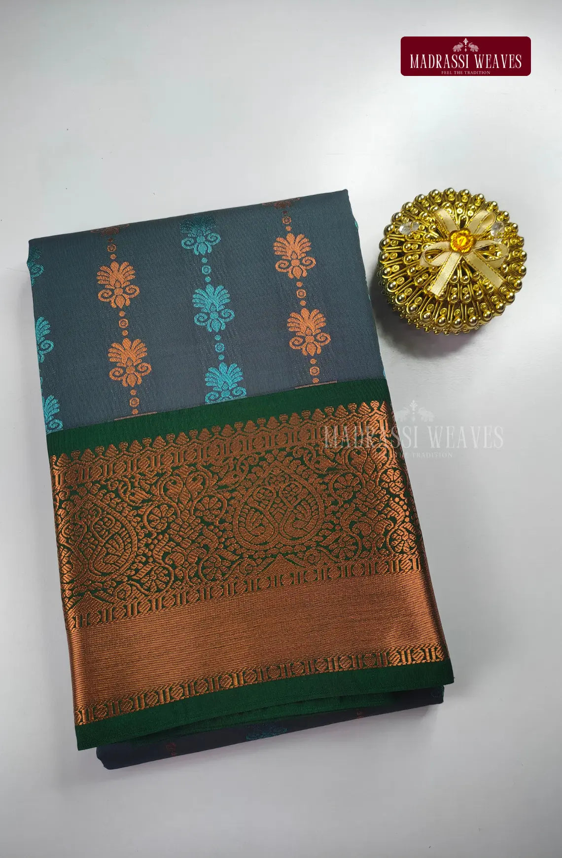 Ethnic Kanchi Semi Silk Butta Saree - Grey