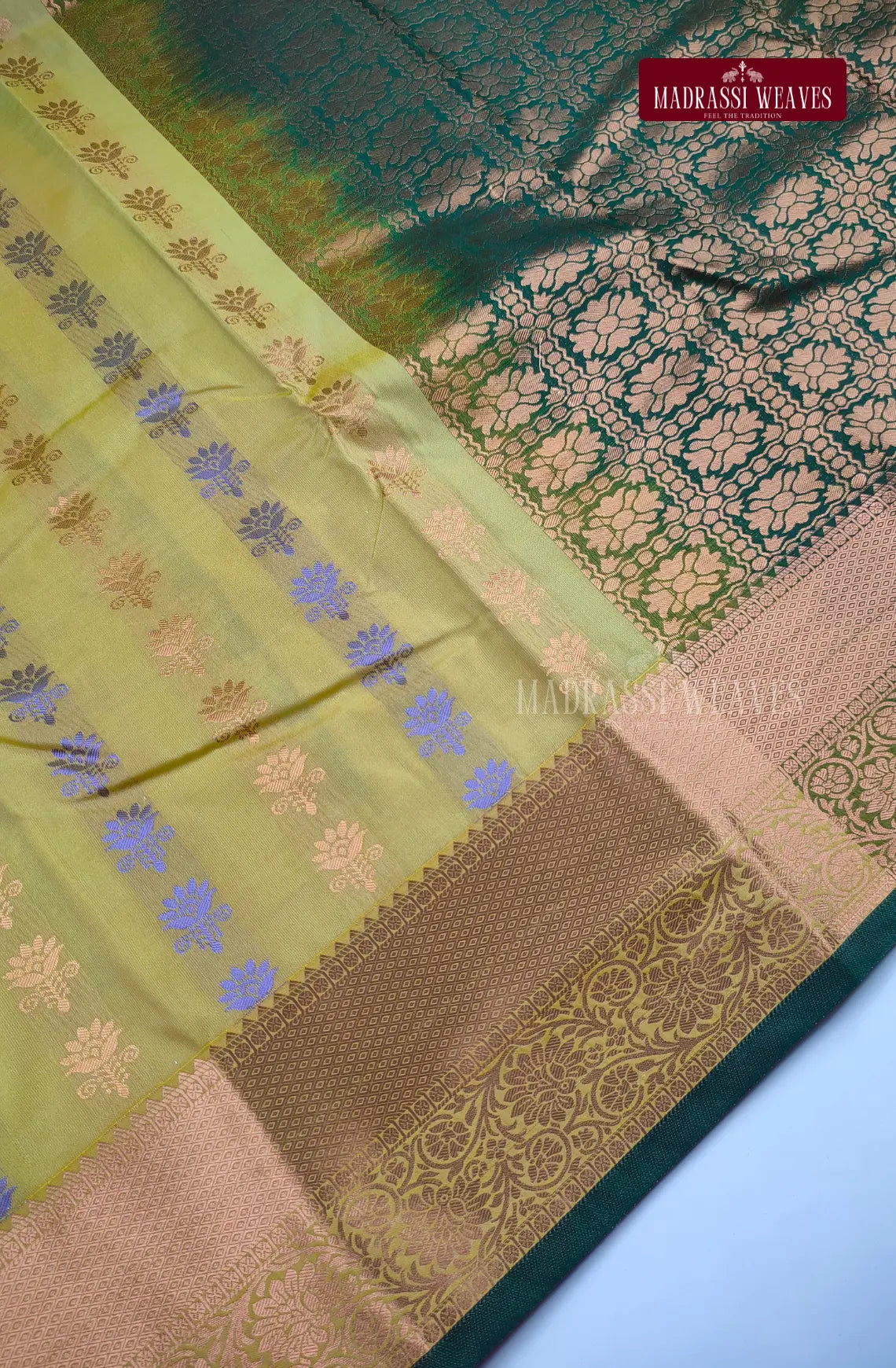 Ethnic Kanchi Semi Silk Butta1 Saree - Methi