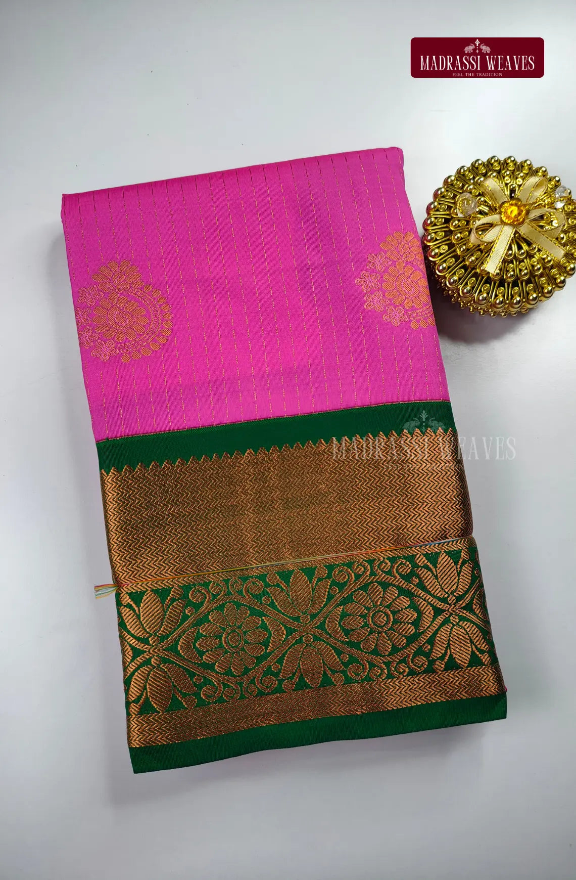 Ethnic Kanchi Semi Silk Butta Saree - Pink