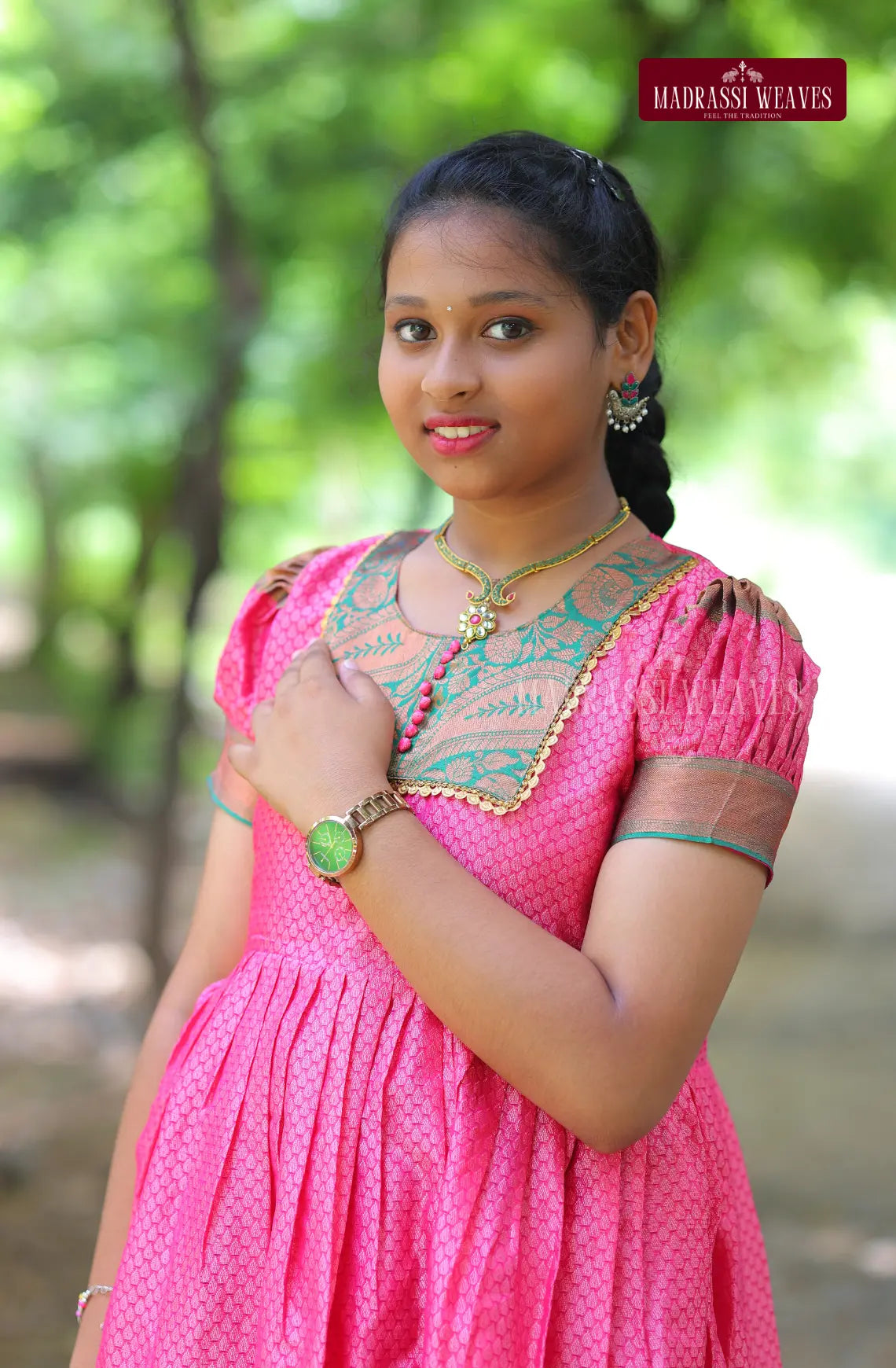 Ethnic Zari Woven Gown - Pinky Tales