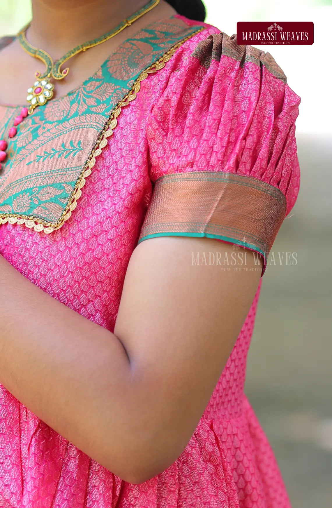 Ethnic Zari Woven Gown - Pinky Tales