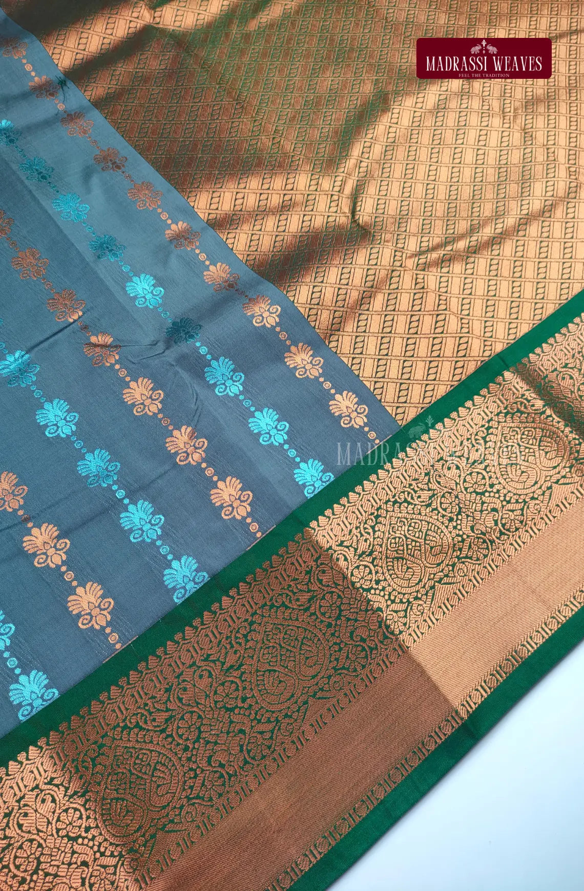 Ethnic Kanchi Semi Silk Butta Saree - Grey