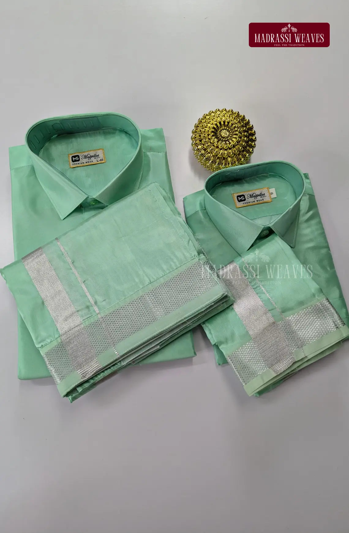 Father Son Combo Japan Silk Dhoti Set - Rexona
