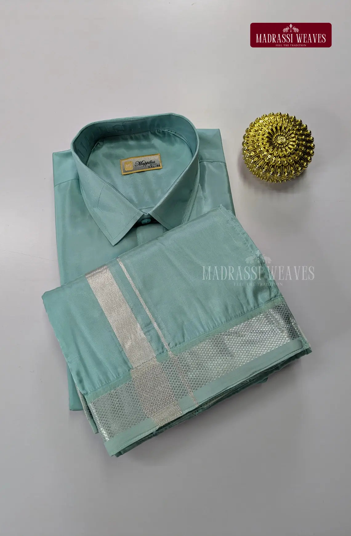 Father Son Combo Japan Silk Dhoti Set - Rama