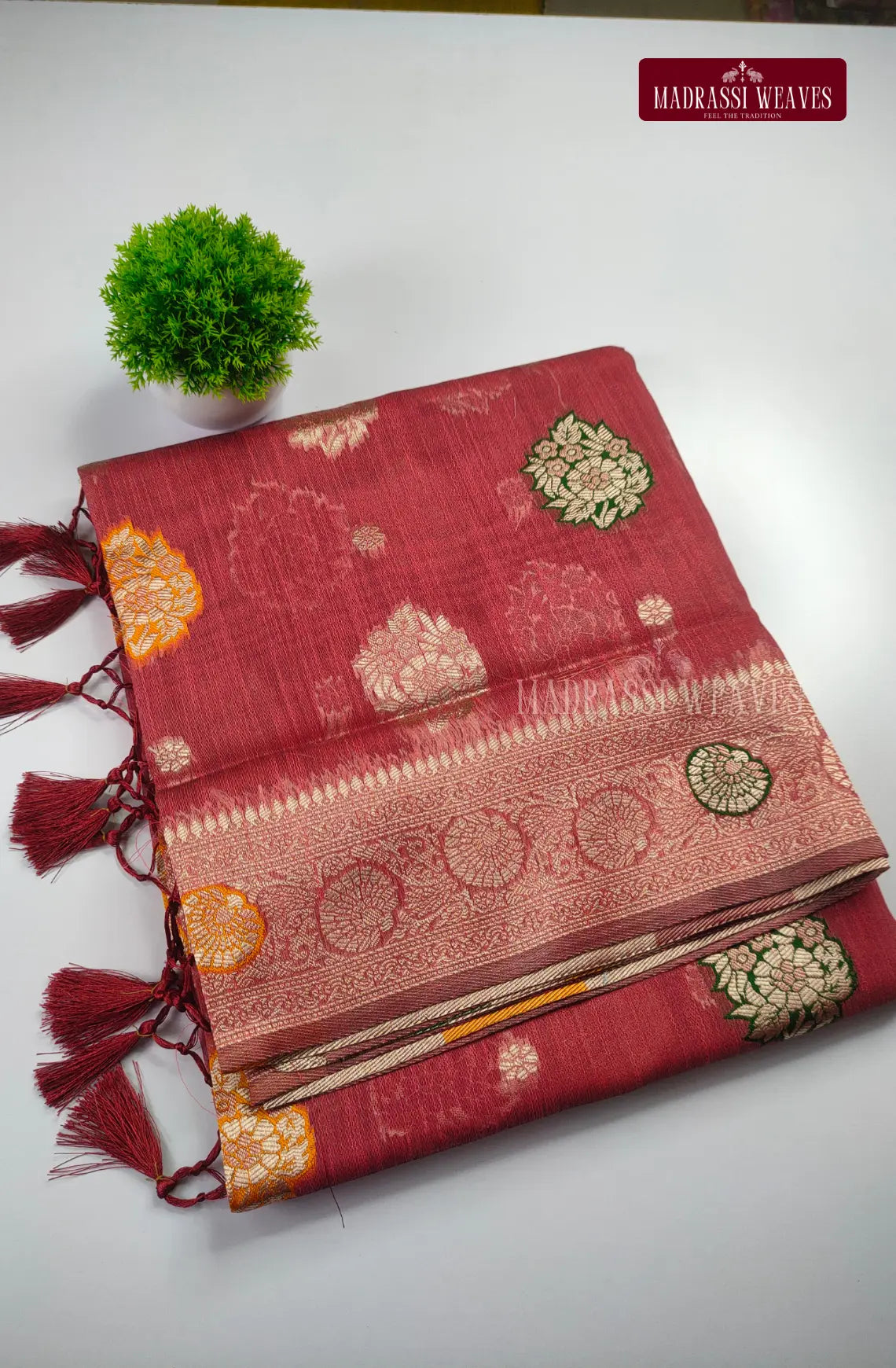 Functional Wear Meena Work Cotton Blend Saree