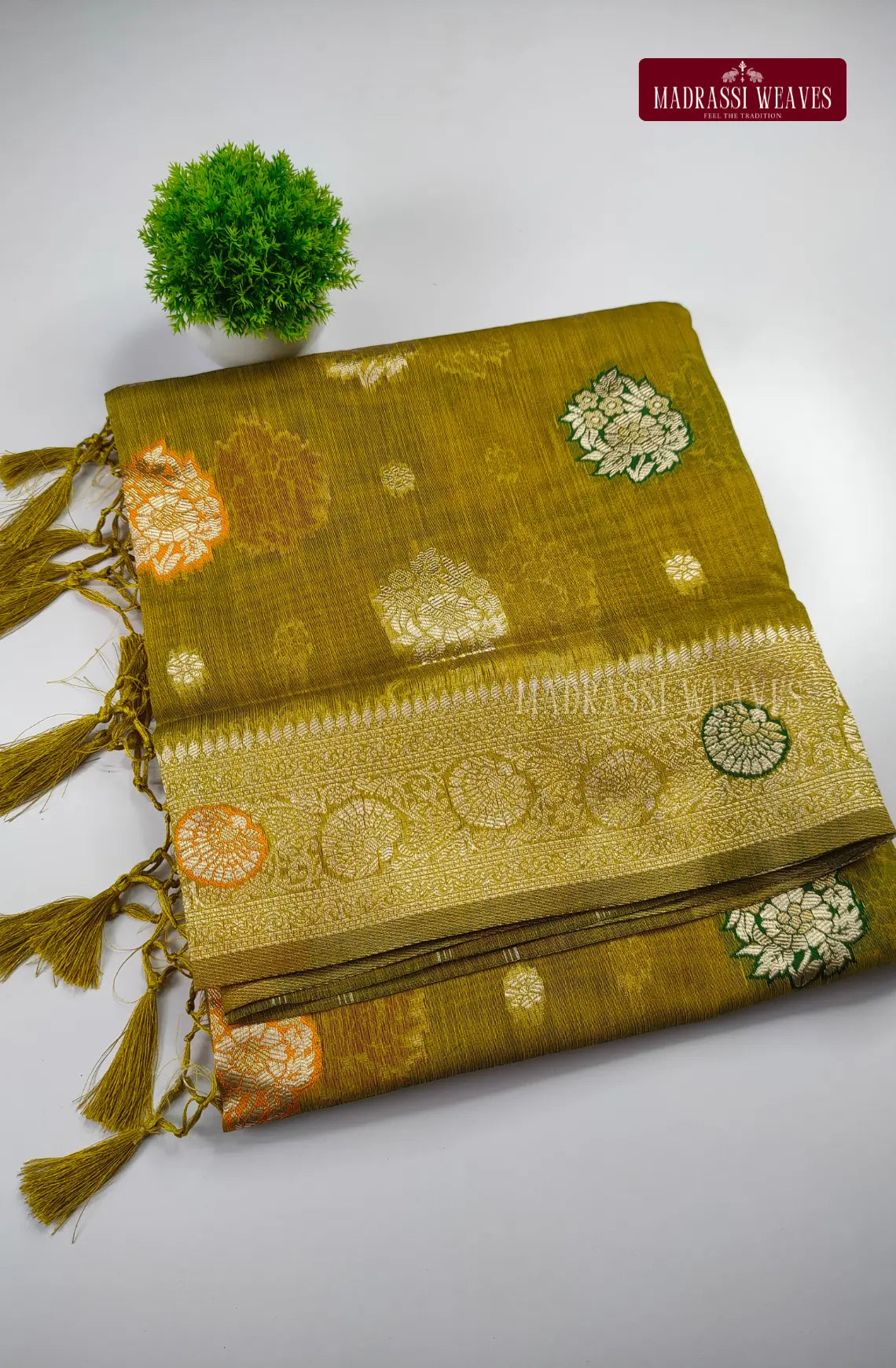 Functional Wear Meena Work Cotton Blend Saree