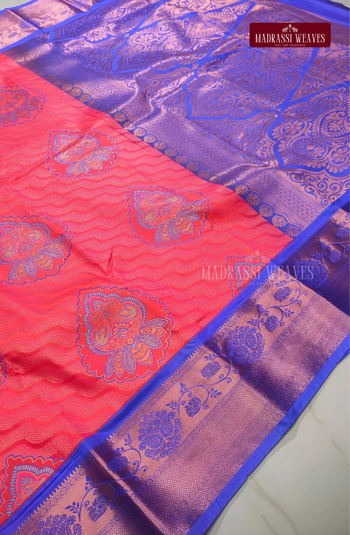 Grand Kanchi Semi Silk Sarees - Bright Kunkum Pink