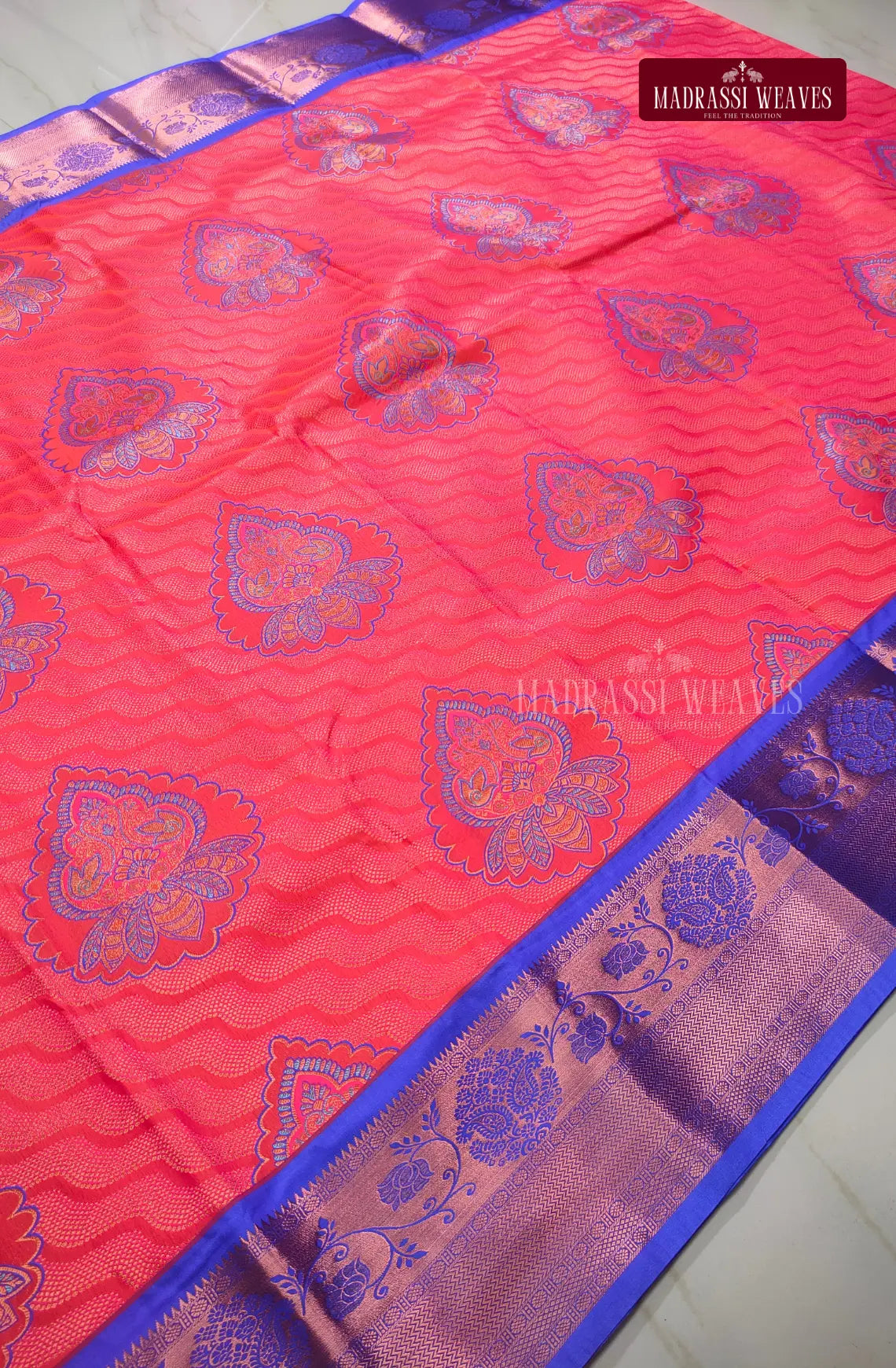 Grand Kanchi Semi Silk Sarees - Bright Kunkum Pink