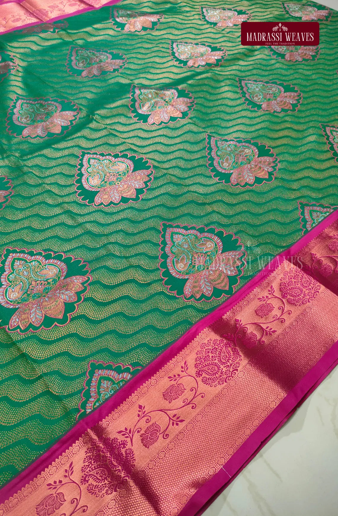 Grand Kanchi Semi Silk Sarees - Green