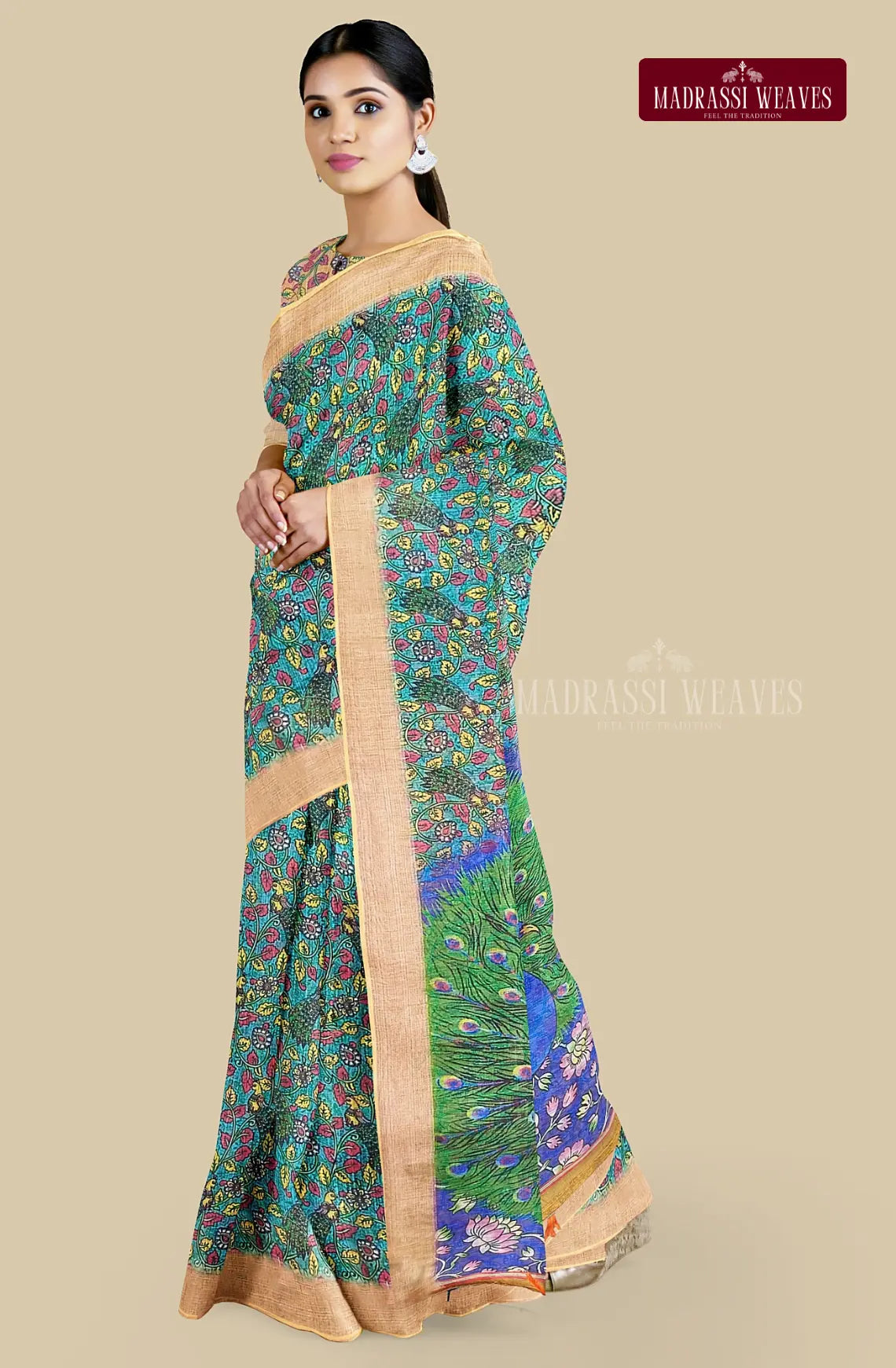 Kalamkari Cotton Saree - Multi-Colour