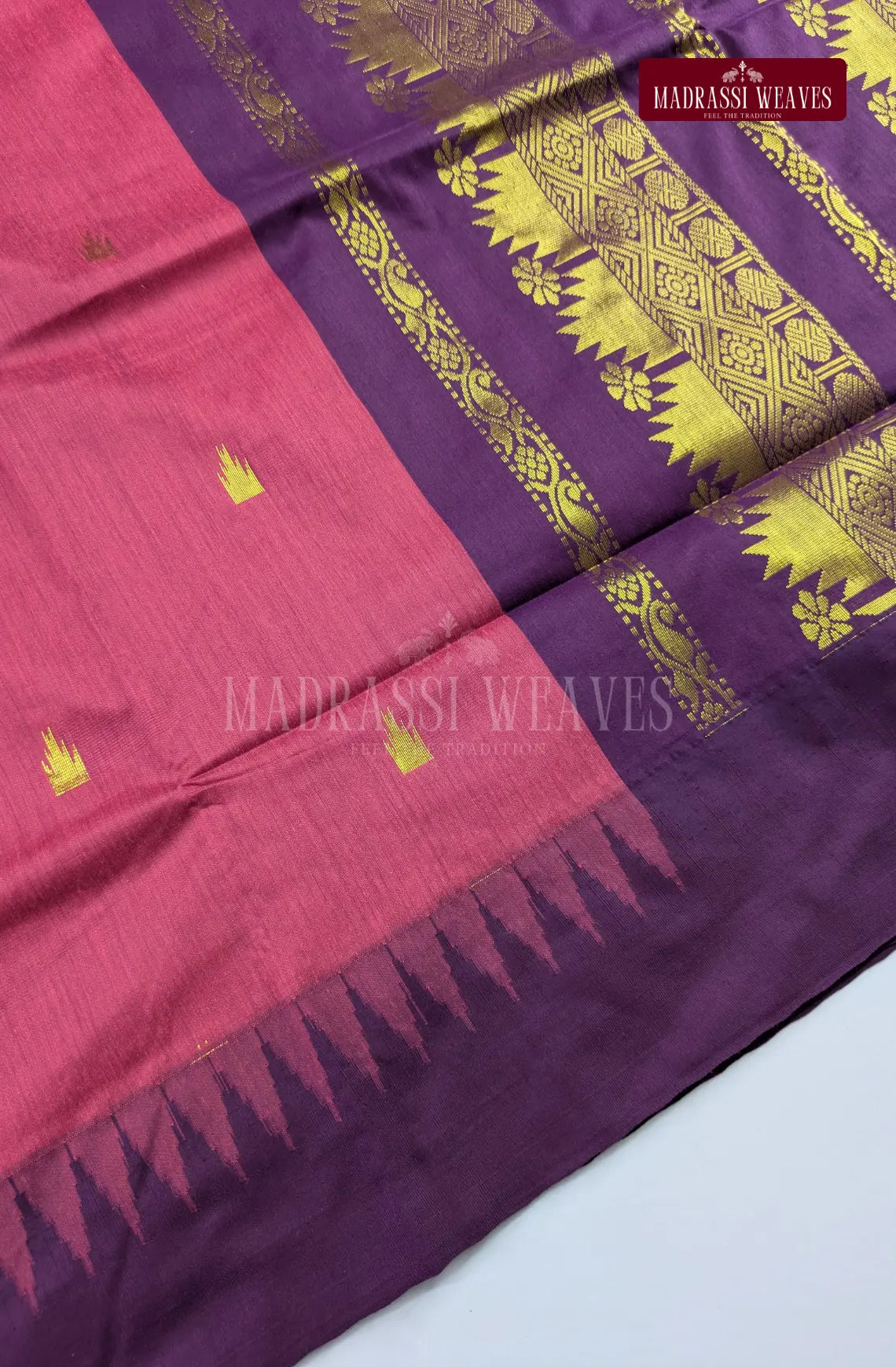 Premium Kalyani Gadwal Cotton Saree - Bright Pink