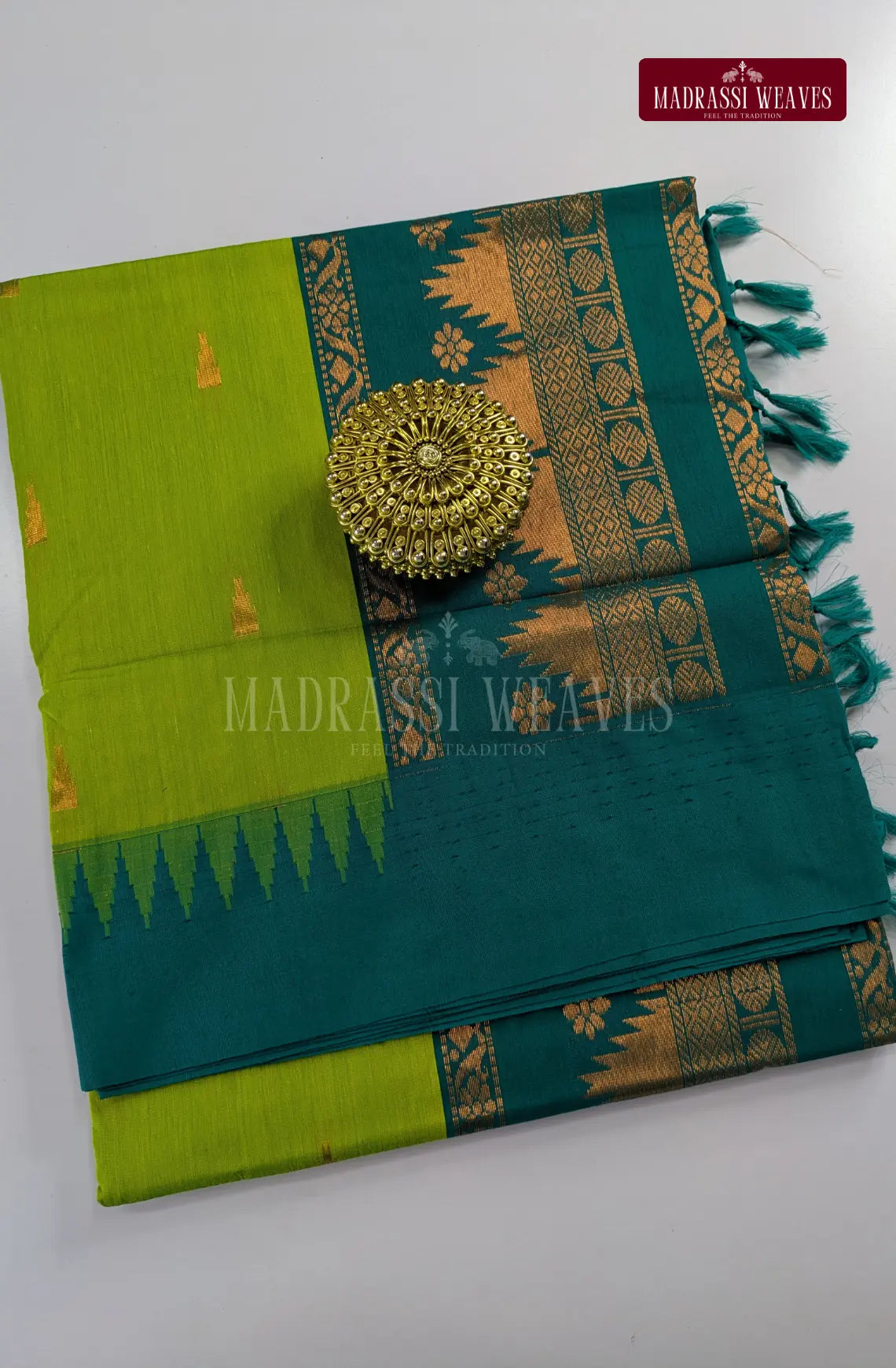 Premium Kalyani Gadwal Cotton Saree - Green