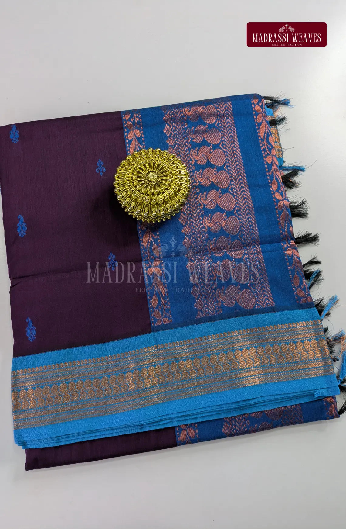 Premium Kalyani Gadwal Cotton Saree - Jamoon Fruit
