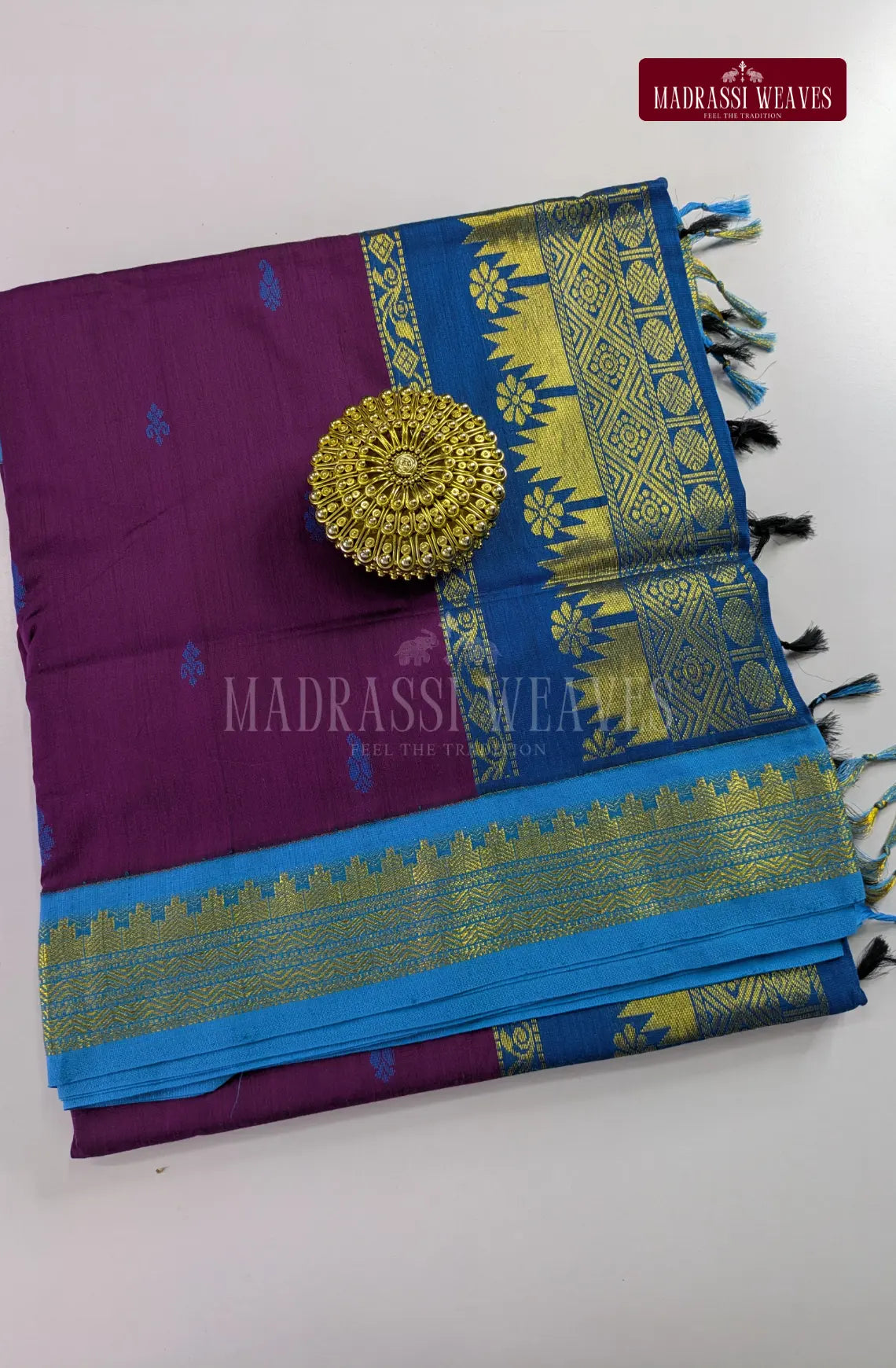 Premium Kalyani Gadwal Cotton Saree - Jamoon Fruit