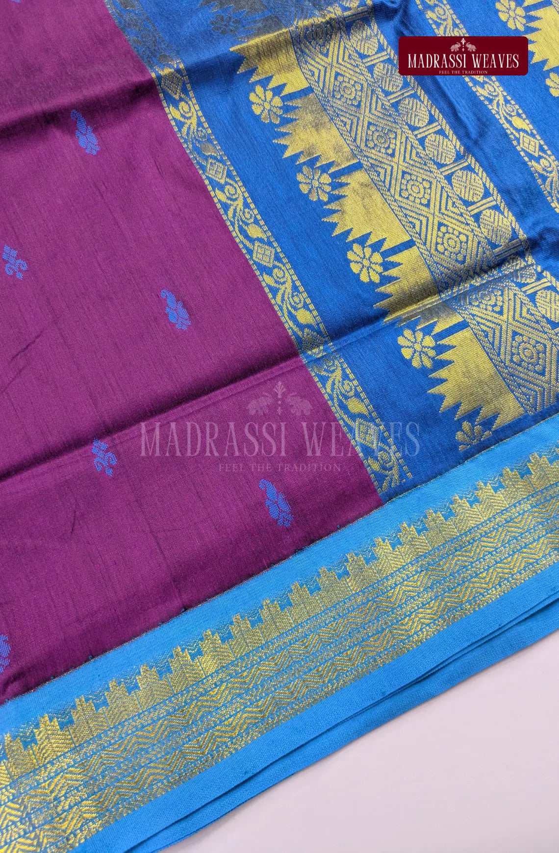 Premium Kalyani Gadwal Cotton Saree - Jamoon Fruit