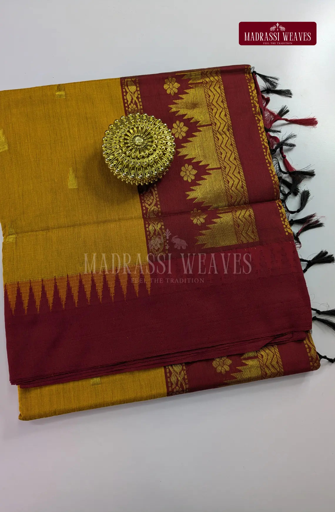 Premium Kalyani Gadwal Cotton Saree - Mustard