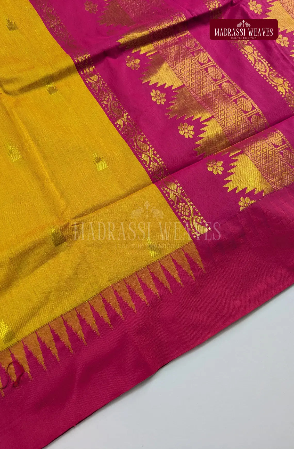 Premium Kalyani Gadwal Cotton Saree - Mustard