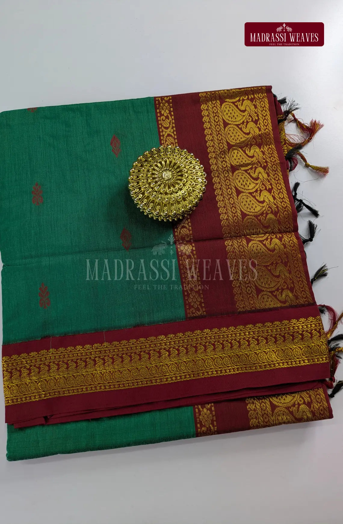 Premium Kalyani Gadwal Cotton Saree - Rama Green