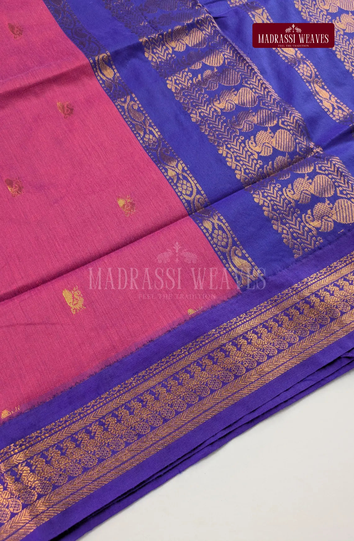 Premium Kalyani Gadwal Cotton Saree - Rani Pink