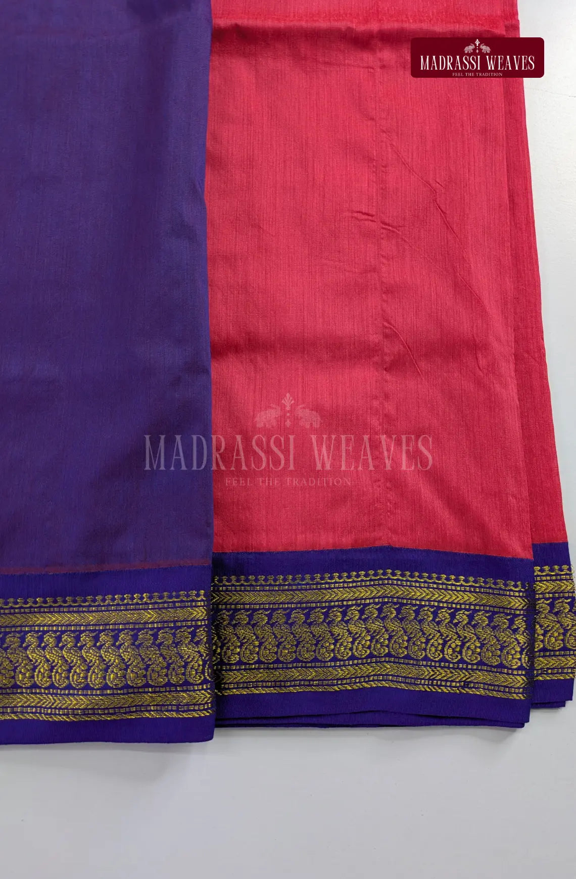 Premium Kalyani Gadwal Cotton Saree - Reddish Pink