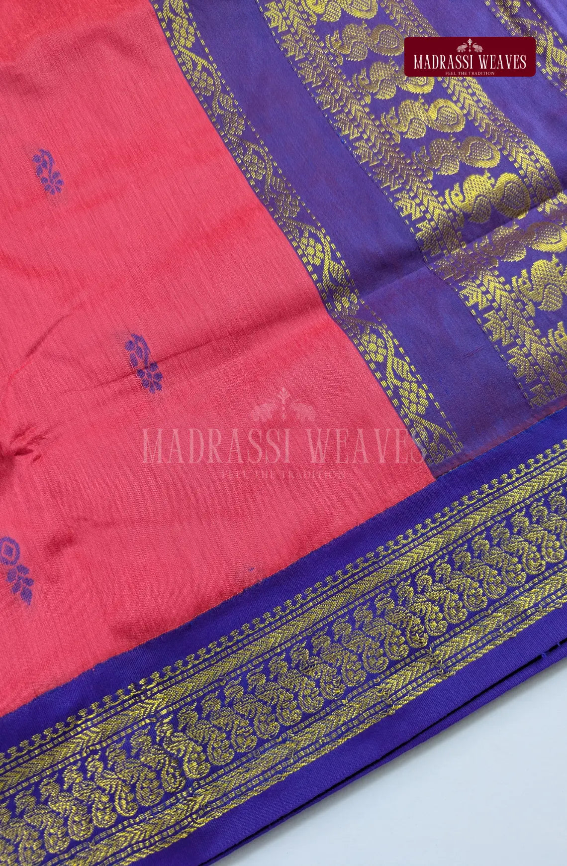 Premium Kalyani Gadwal Cotton Saree - Reddish Pink
