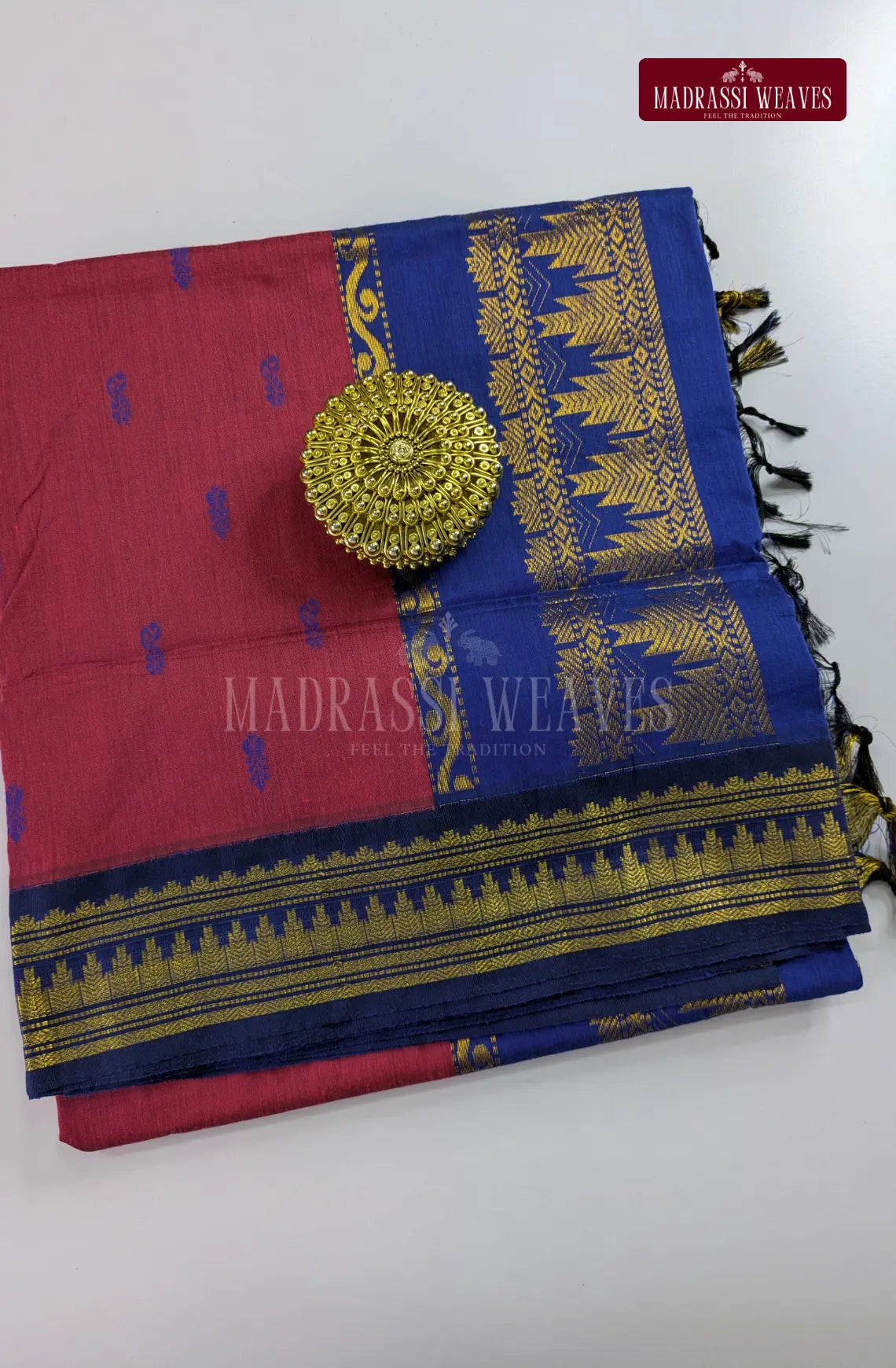 Premium Kalyani Gadwal Cotton Saree - Reddish Pink