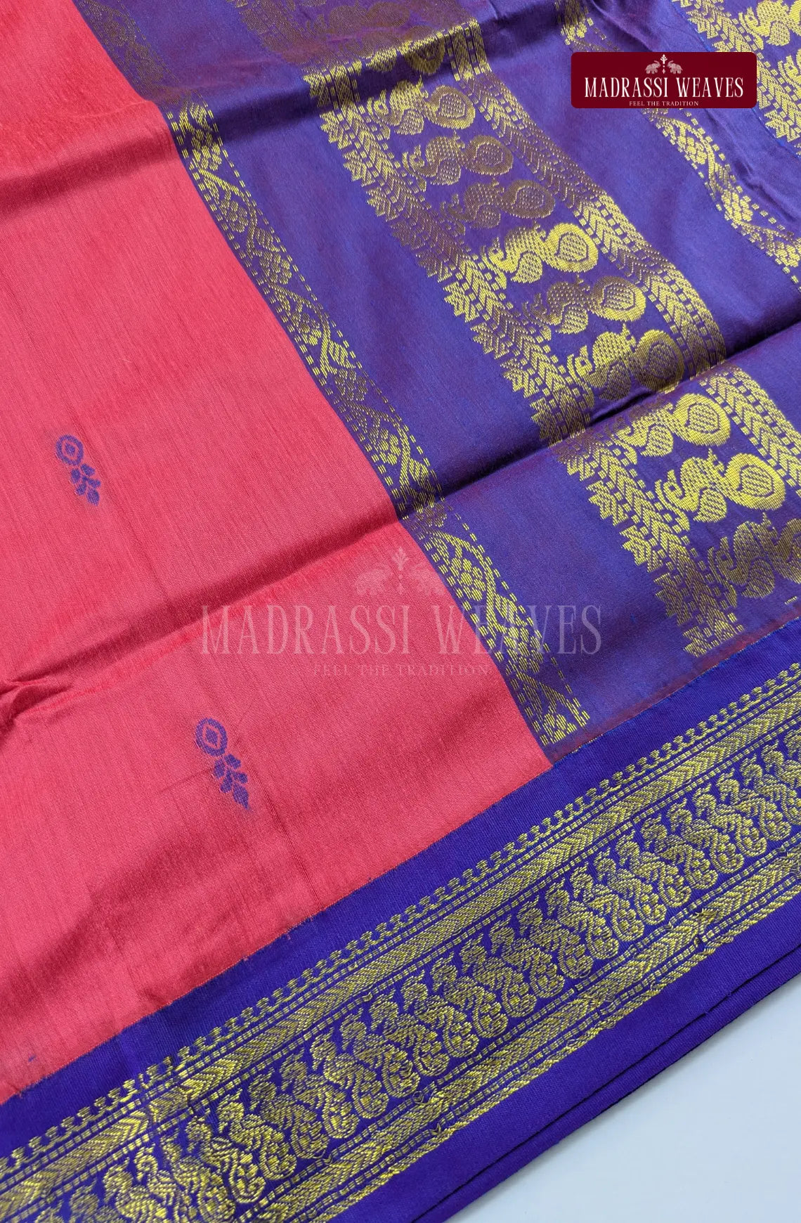 Premium Kalyani Gadwal Cotton Saree - Reddish Pink