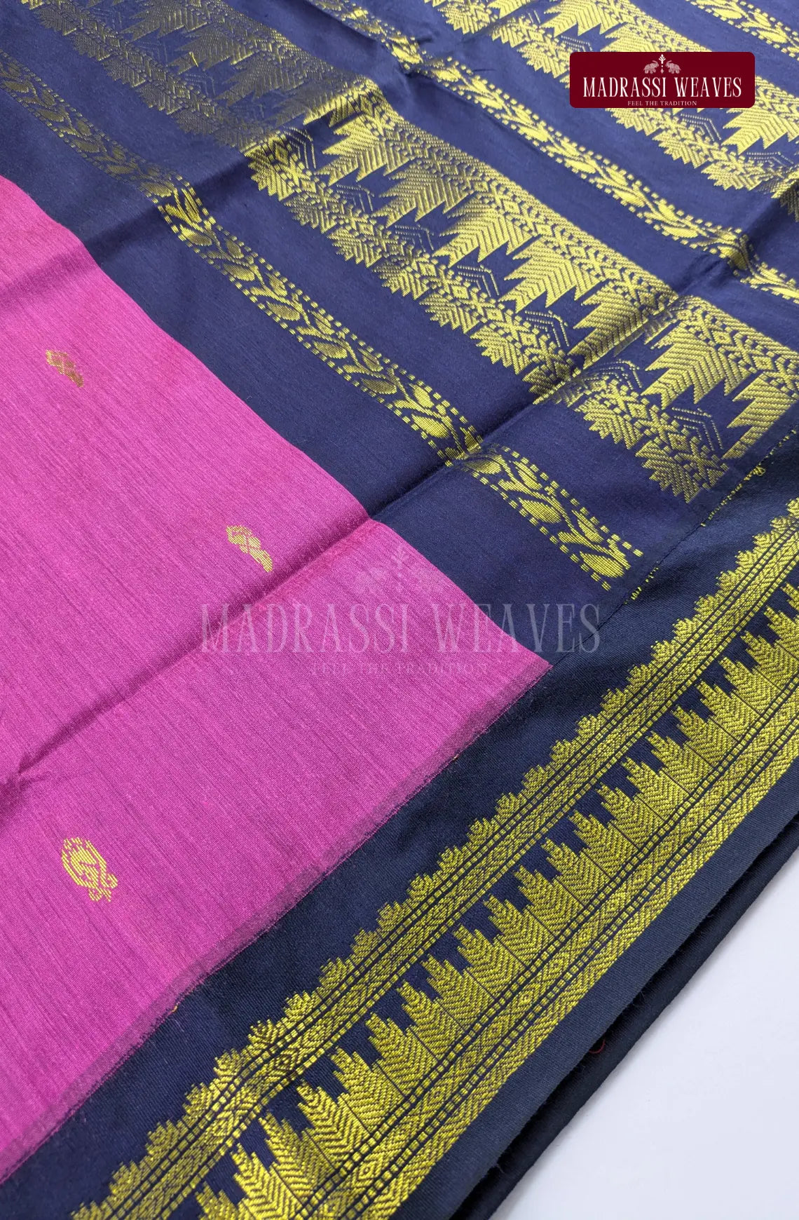 Premium Kalyani Gadwal Cotton Saree - Rosy Pink
