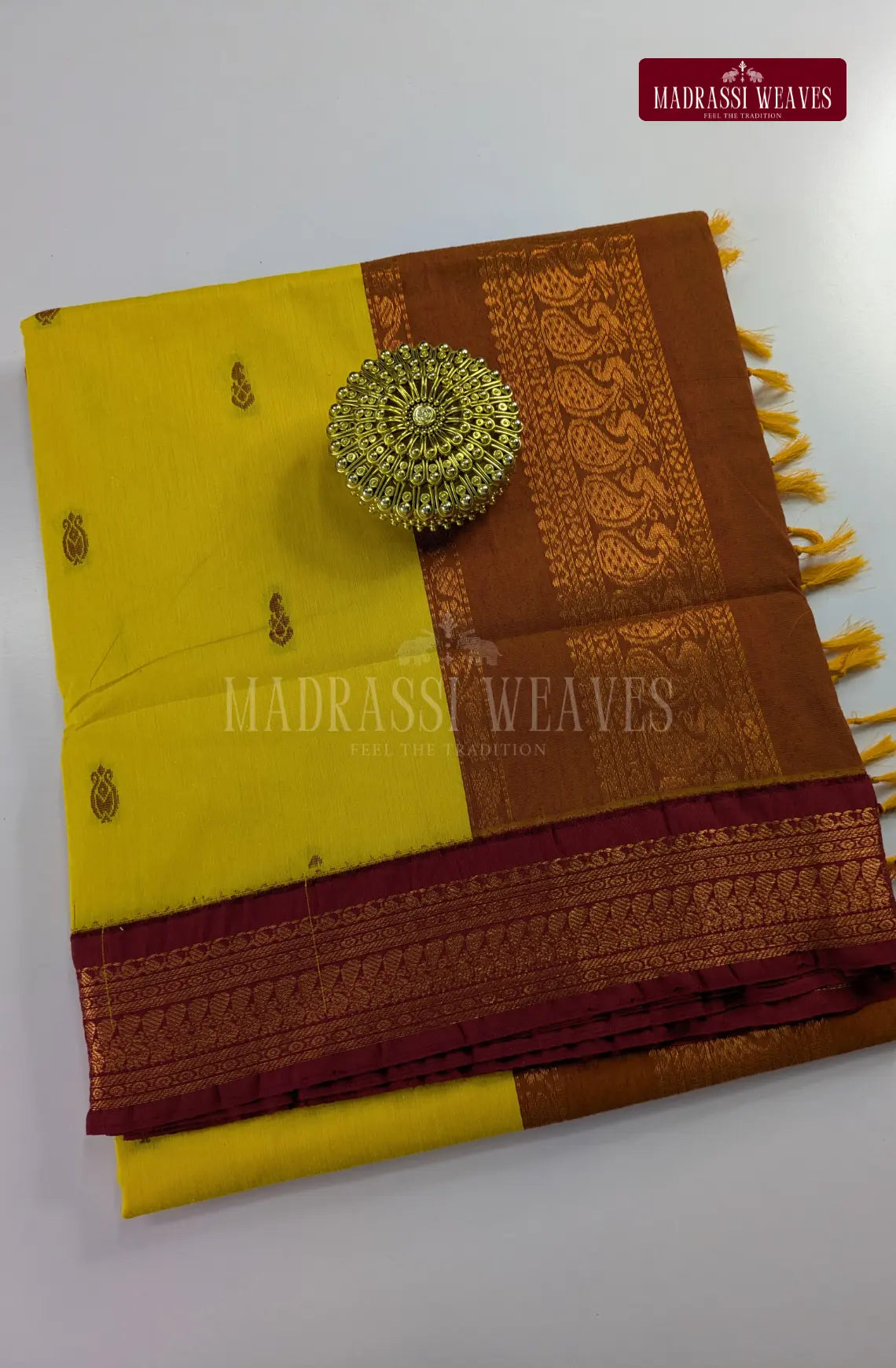 Premium Kalyani Gadwal Cotton Saree - Yellow