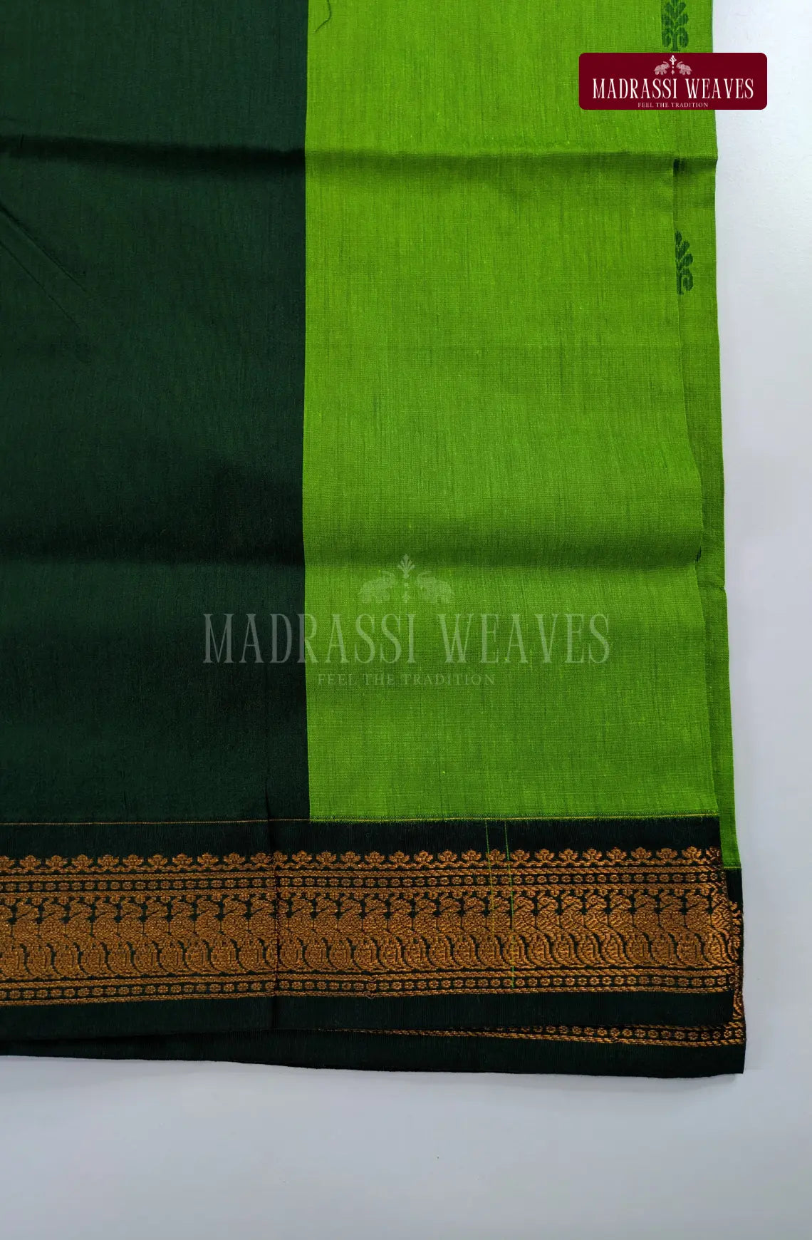 Premium Kalyani Gadwal Cotton Saree - Grass Green