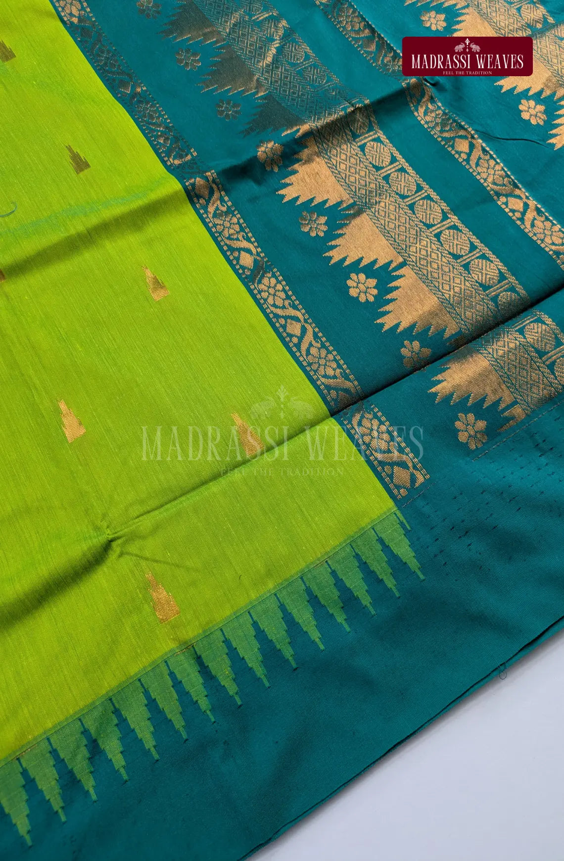 Premium Kalyani Gadwal Cotton Saree - Green