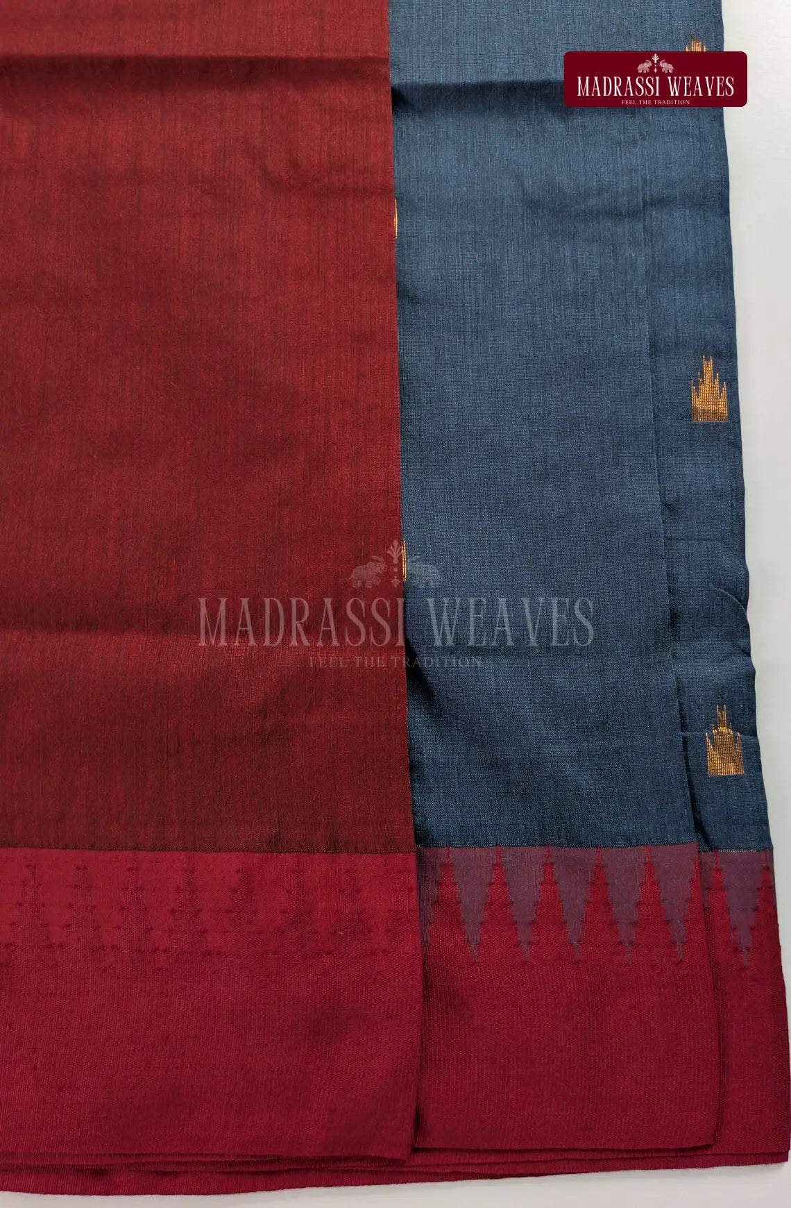 Premium Kalyani Gadwal Cotton Saree - Greyish Blue